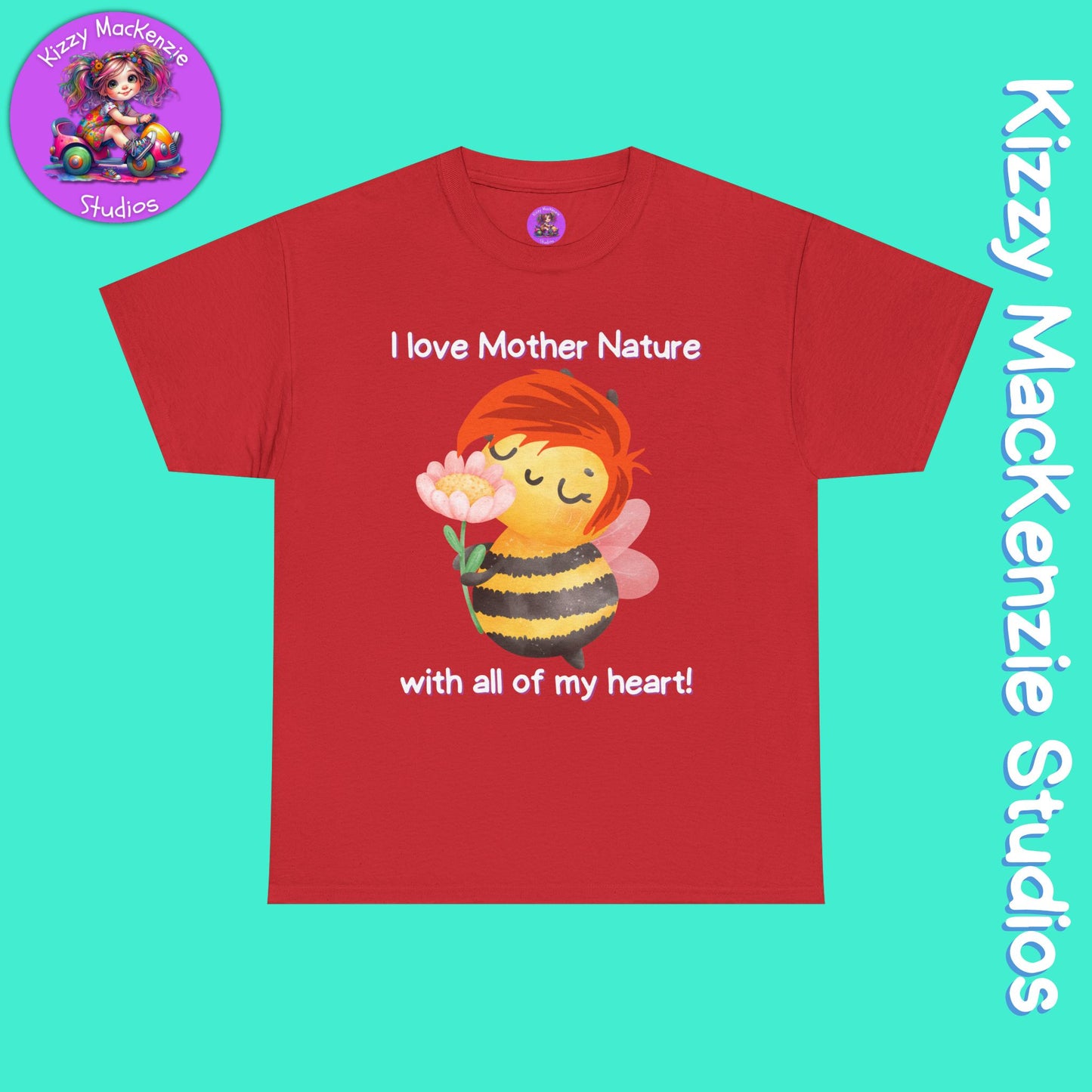Wimblee the Bee T-Shirt I Love Mother Nature Flowers Tee Earth Day Gift for Teacher Sweet Honey Bee Tee Adult Unisex Heavy Cotton Tee