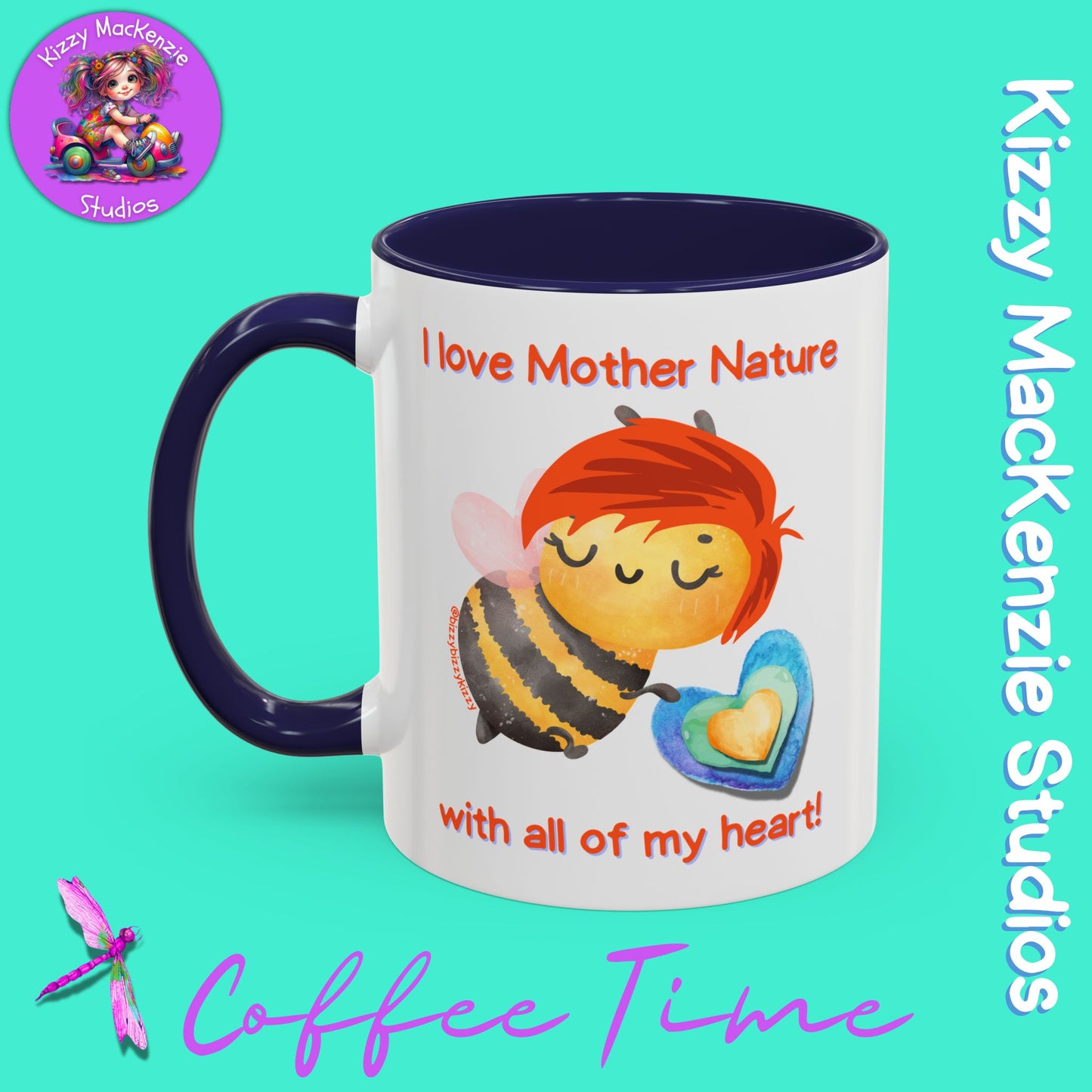Wimblee the Bee Accent Coffee Mug I Love Mother Nature Honey Bee Conservation Heart Mug