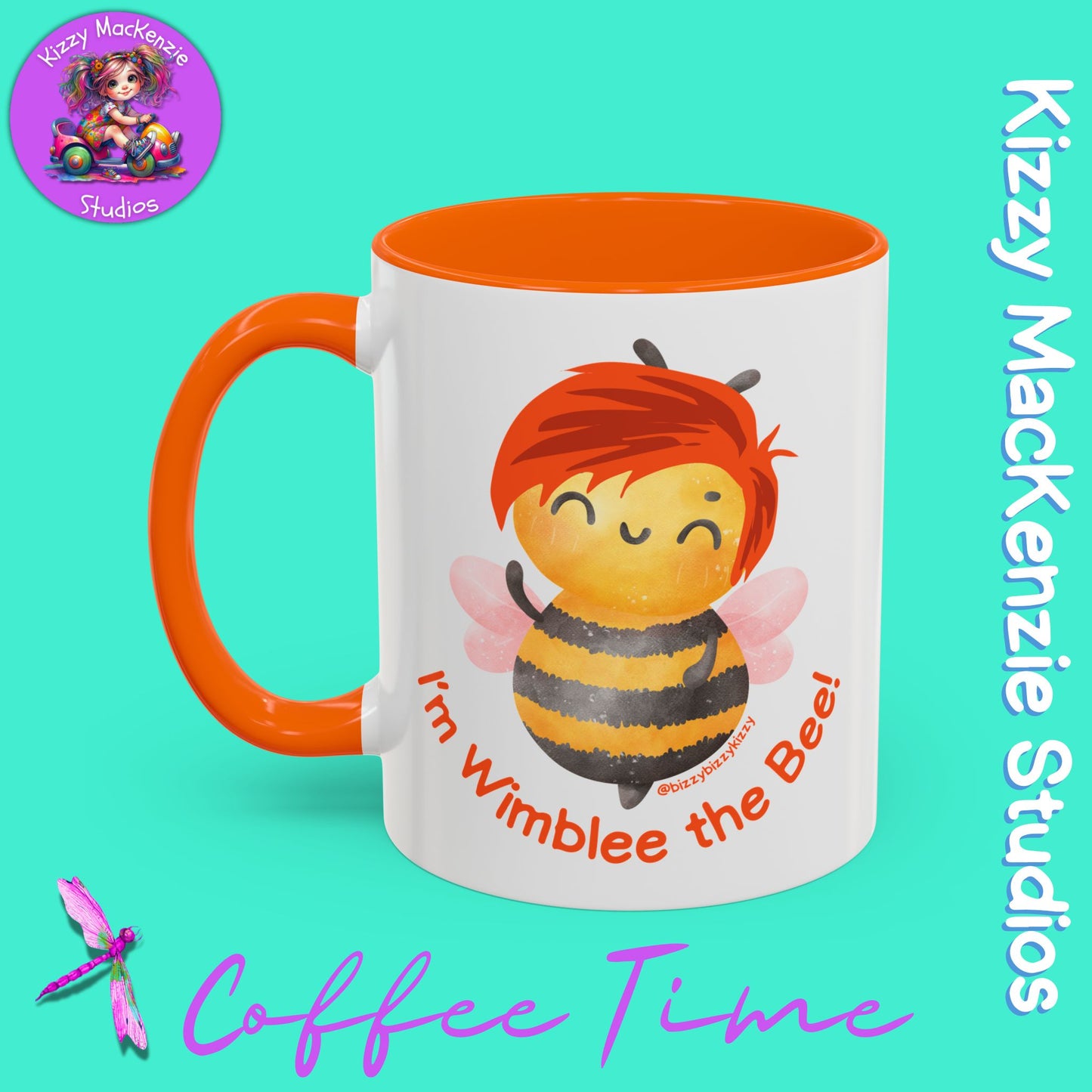 Wimblee the Bee Accent Coffee Mug Colorful Art Teacher Gifts Housewarming Present Funny Insect