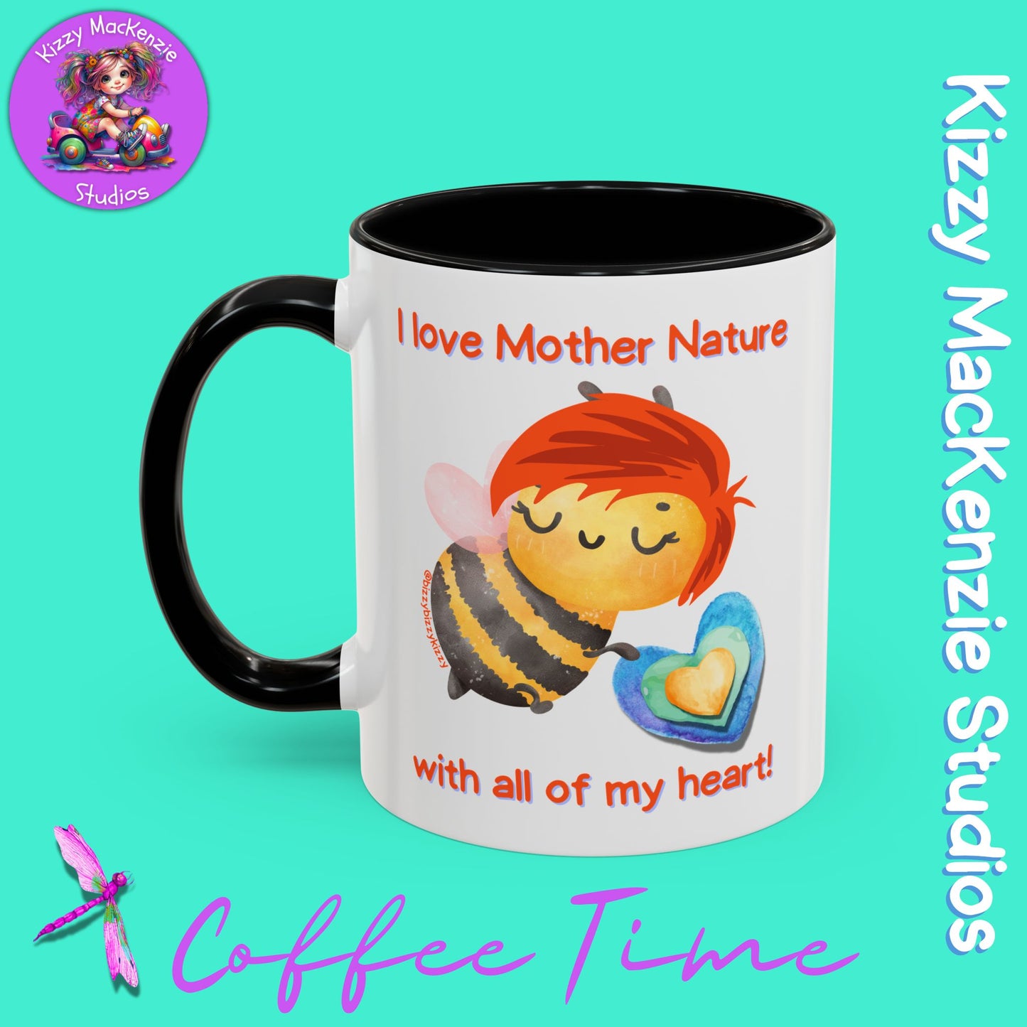Wimblee the Bee Accent Coffee Mug I Love Mother Nature Honey Bee Conservation Heart Mug