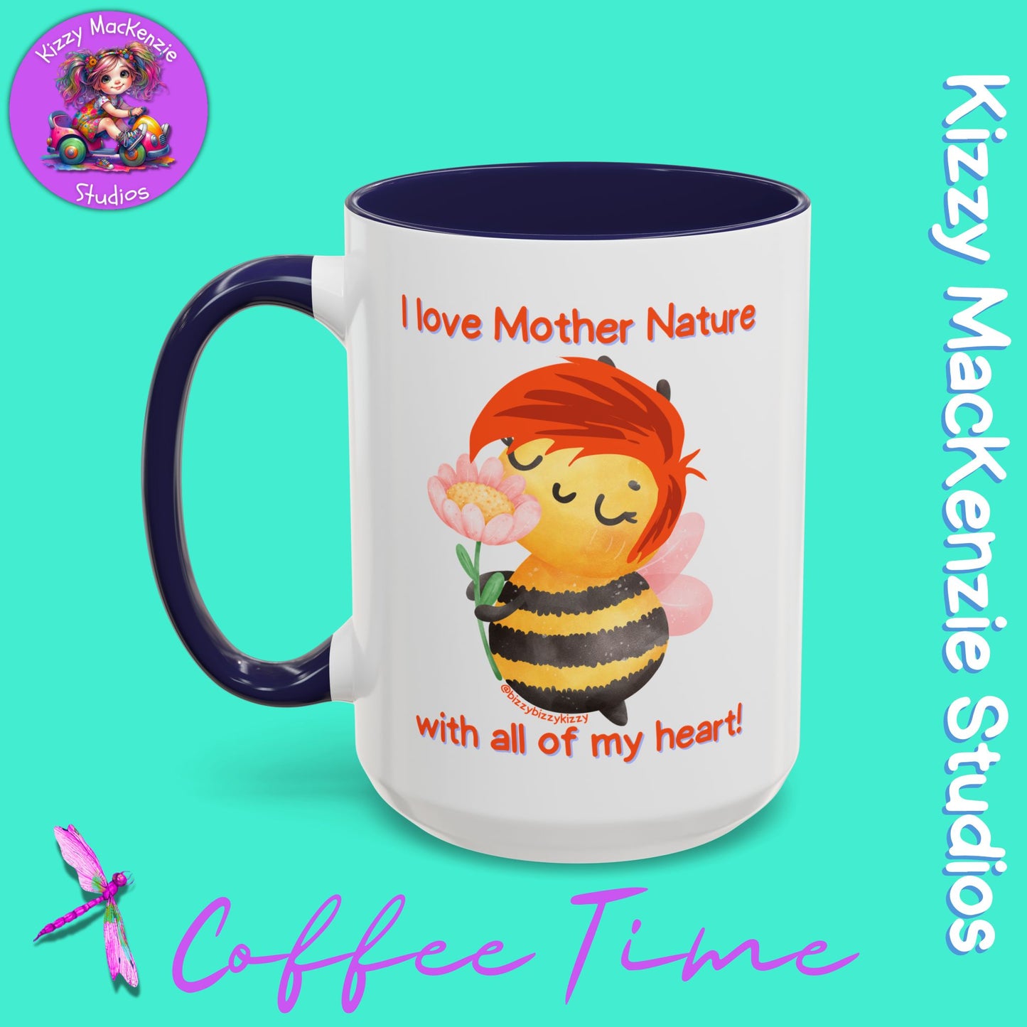 Wimblee the Bee Accent Coffee Mug Gift for Her I Love Mother Nature Flowers Honey Bees Housewarming Gift