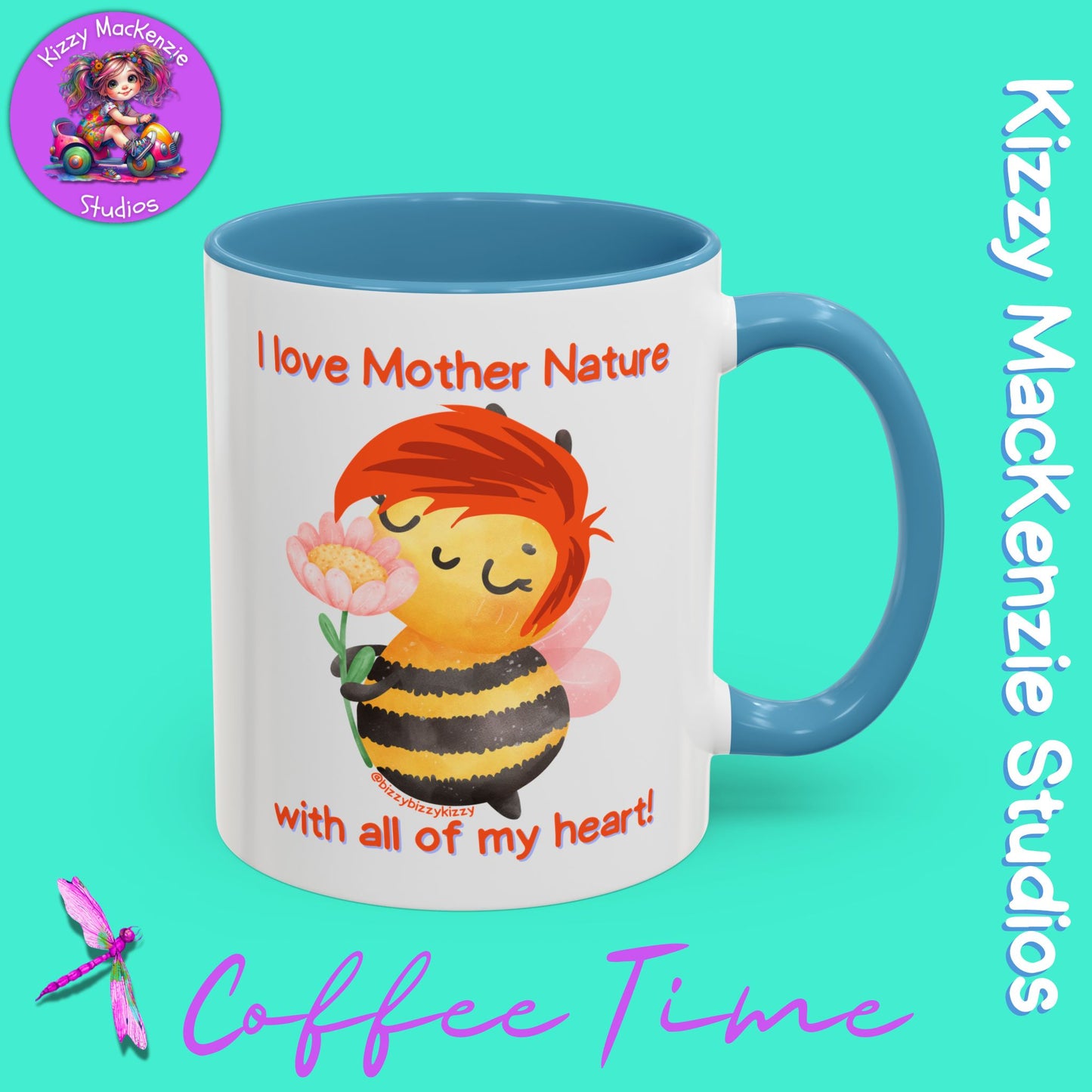 Wimblee the Bee Accent Coffee Mug Gift for Her I Love Mother Nature Flowers Honey Bees Housewarming Gift