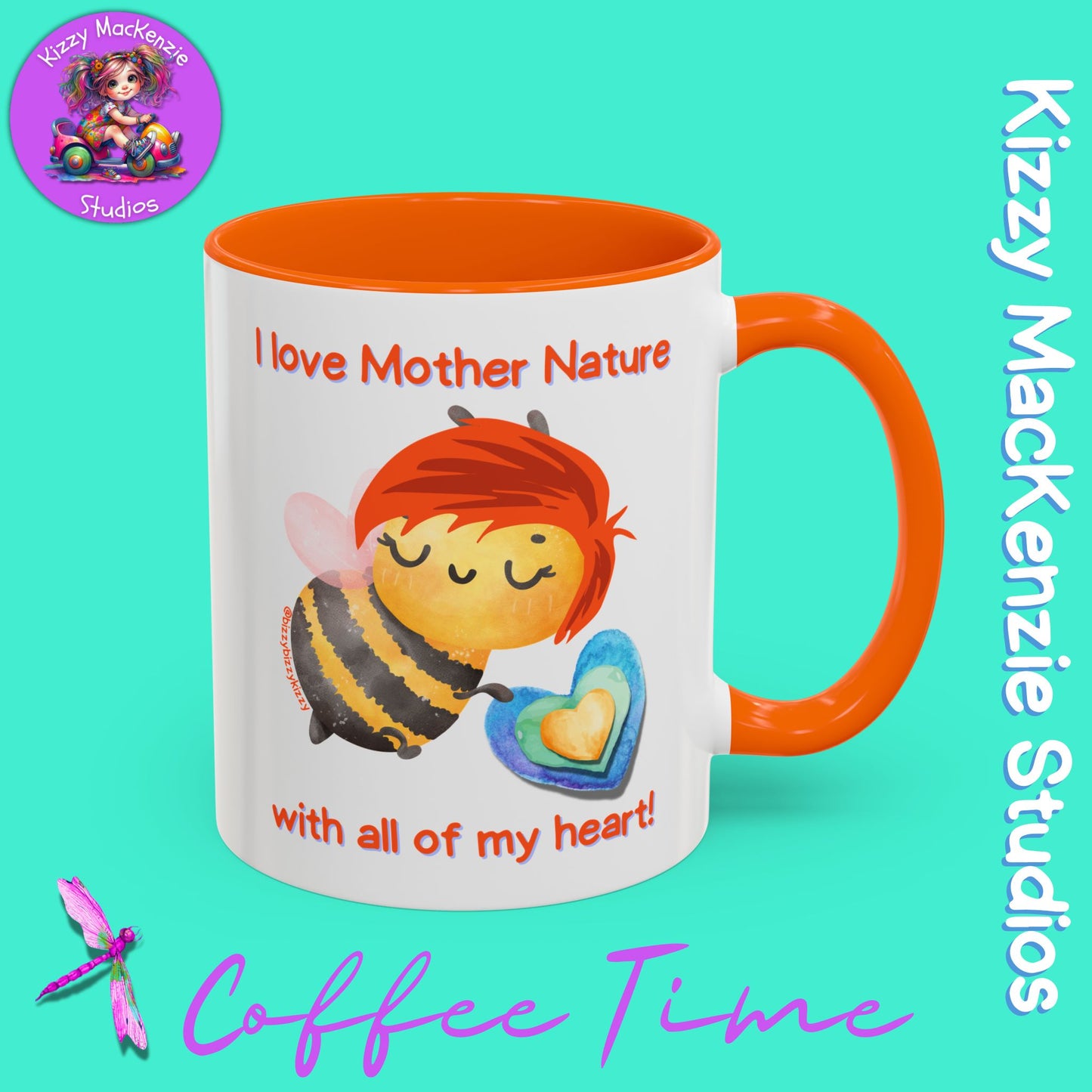 Wimblee the Bee Accent Coffee Mug I Love Mother Nature Honey Bee Conservation Heart Mug