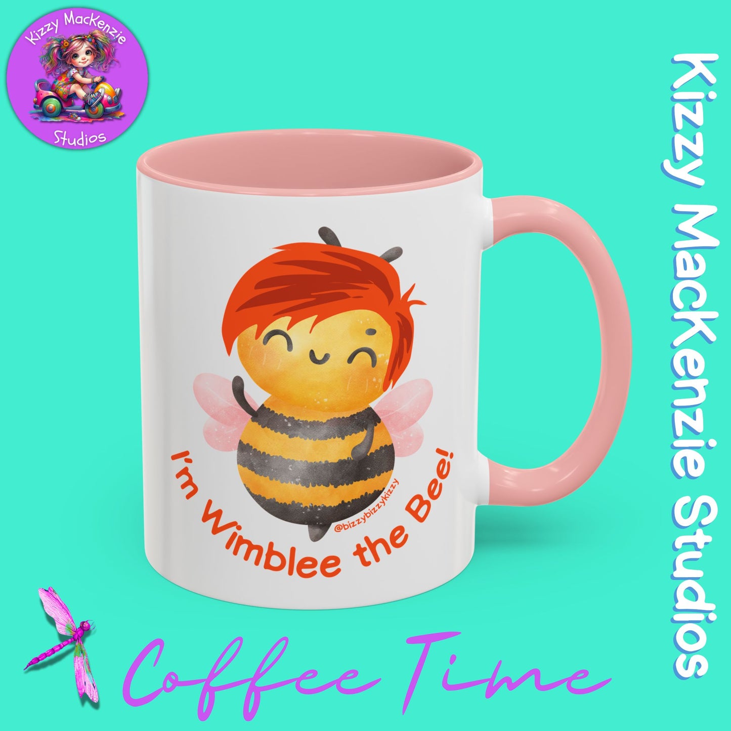 Wimblee the Bee Accent Coffee Mug Colorful Art Teacher Gifts Housewarming Present Funny Insect
