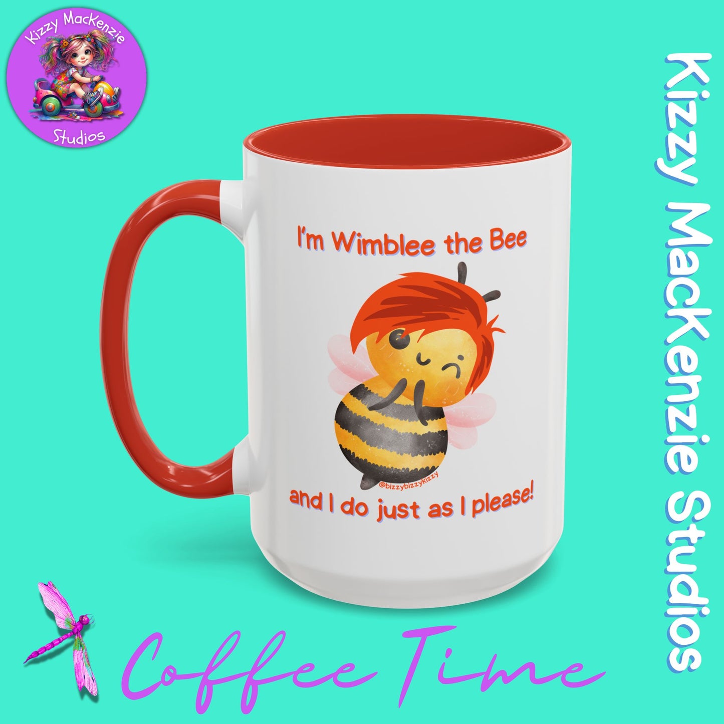 Wimblee the Bee Accent Coffee Mug Gift for Him Gift for Her Honeybee Art Nature Lover Gift