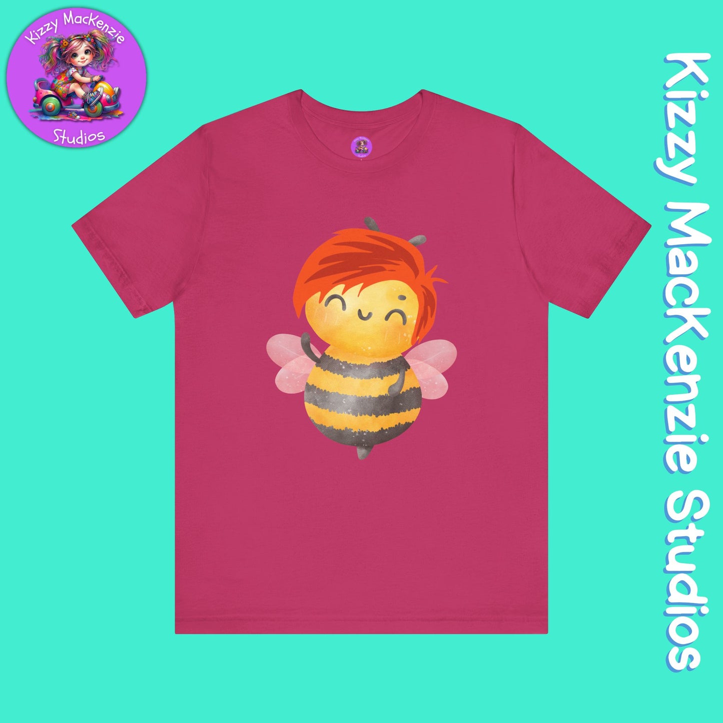 Wimblee the Bee Short Sleeve T-Shirt Honey Bee Lover Gift for Him or Her Bee Conservation Adult Unisex Jersey Short Sleeve T-Shirt