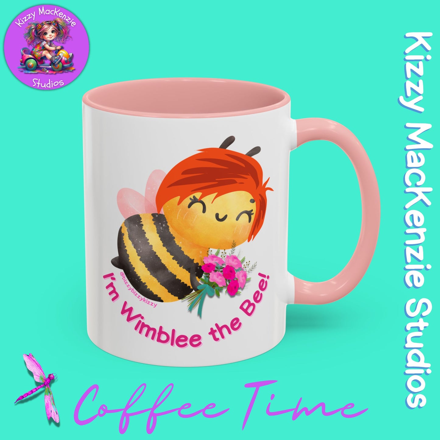 Wimblee the Bee Accent Coffee Mug Colorful Housewarming Gift Spring Flowers Nature Lover Gift