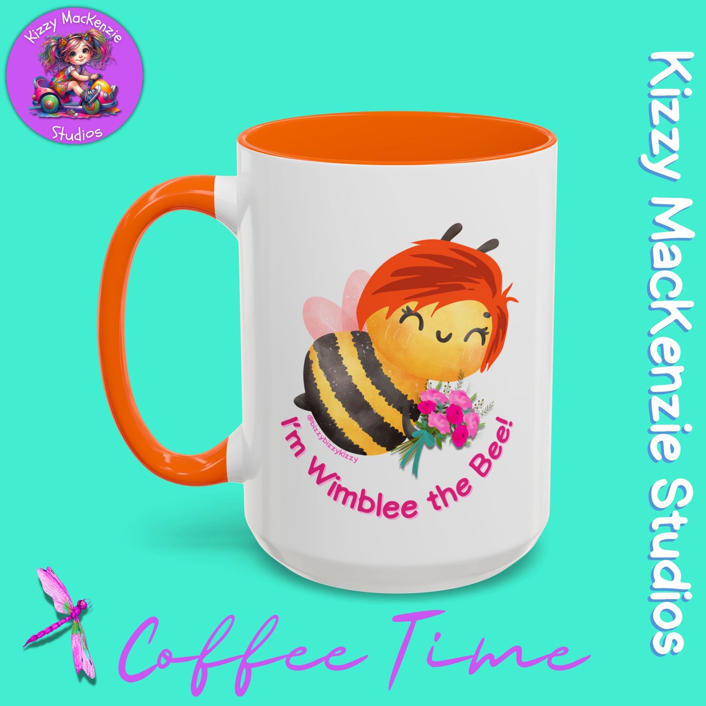 Wimblee the Bee Accent Coffee Mug Colorful Housewarming Gift Spring Flowers Nature Lover Gift