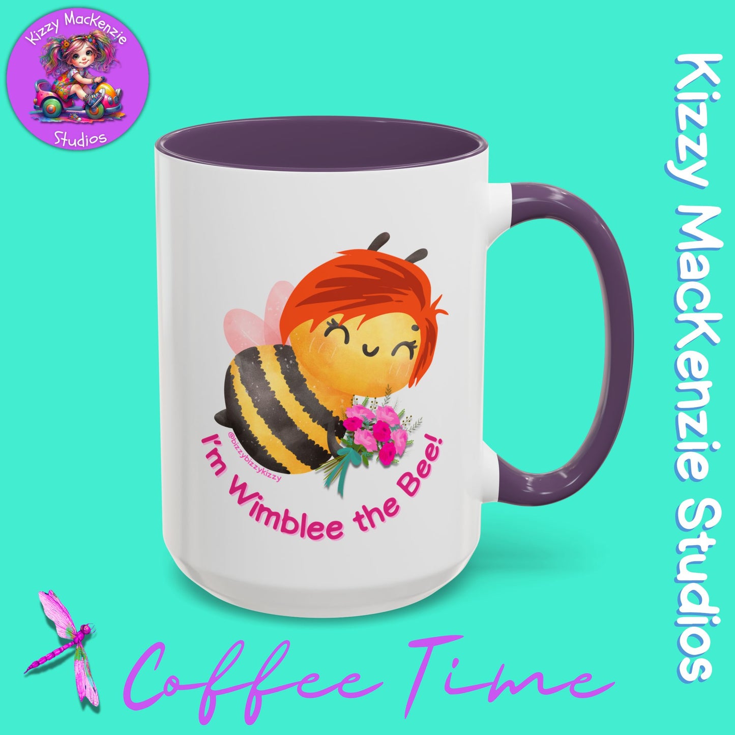 Wimblee the Bee Accent Coffee Mug Colorful Housewarming Gift Spring Flowers Nature Lover Gift