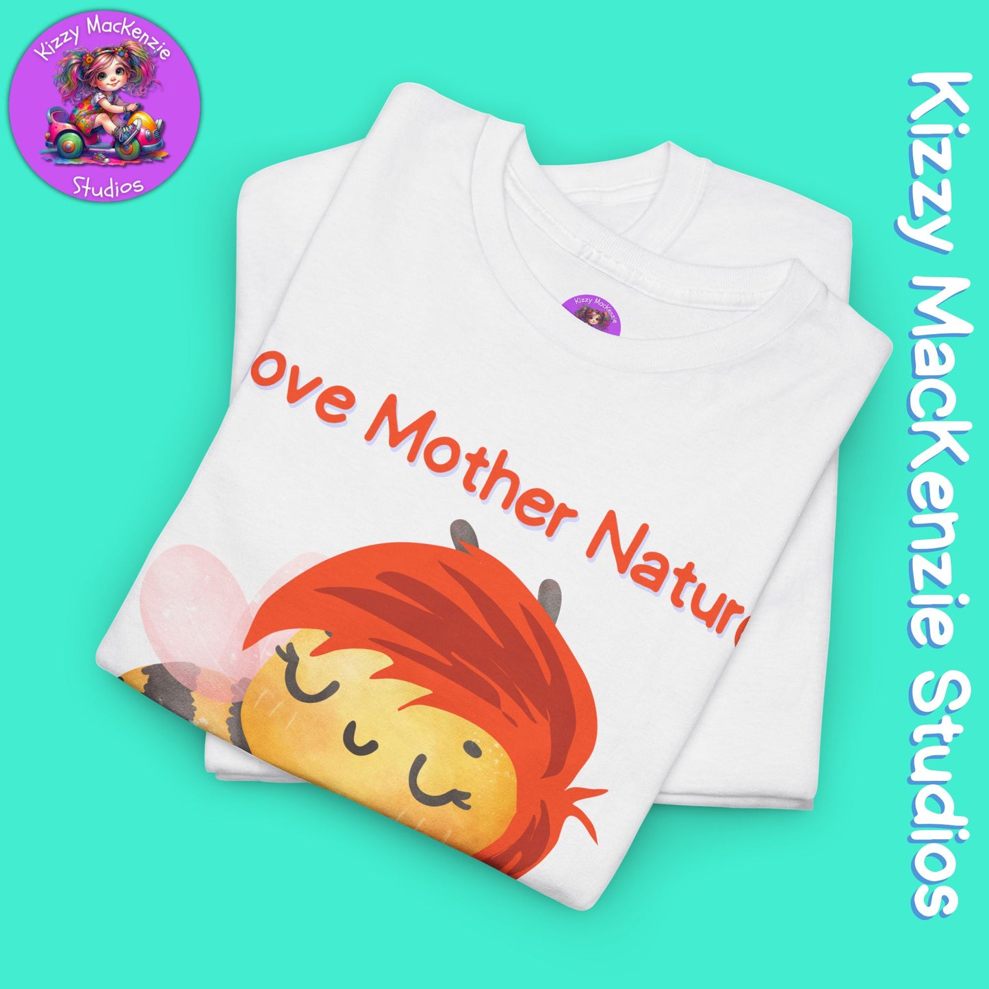 Wimblee the Bee Cotton Tee I Love Mother Nature with All of my Heart T-Shirt Gift for Him or Her Honey Bee Conservation Environment Shirt Adult Unisex Heavy Cotton Tee