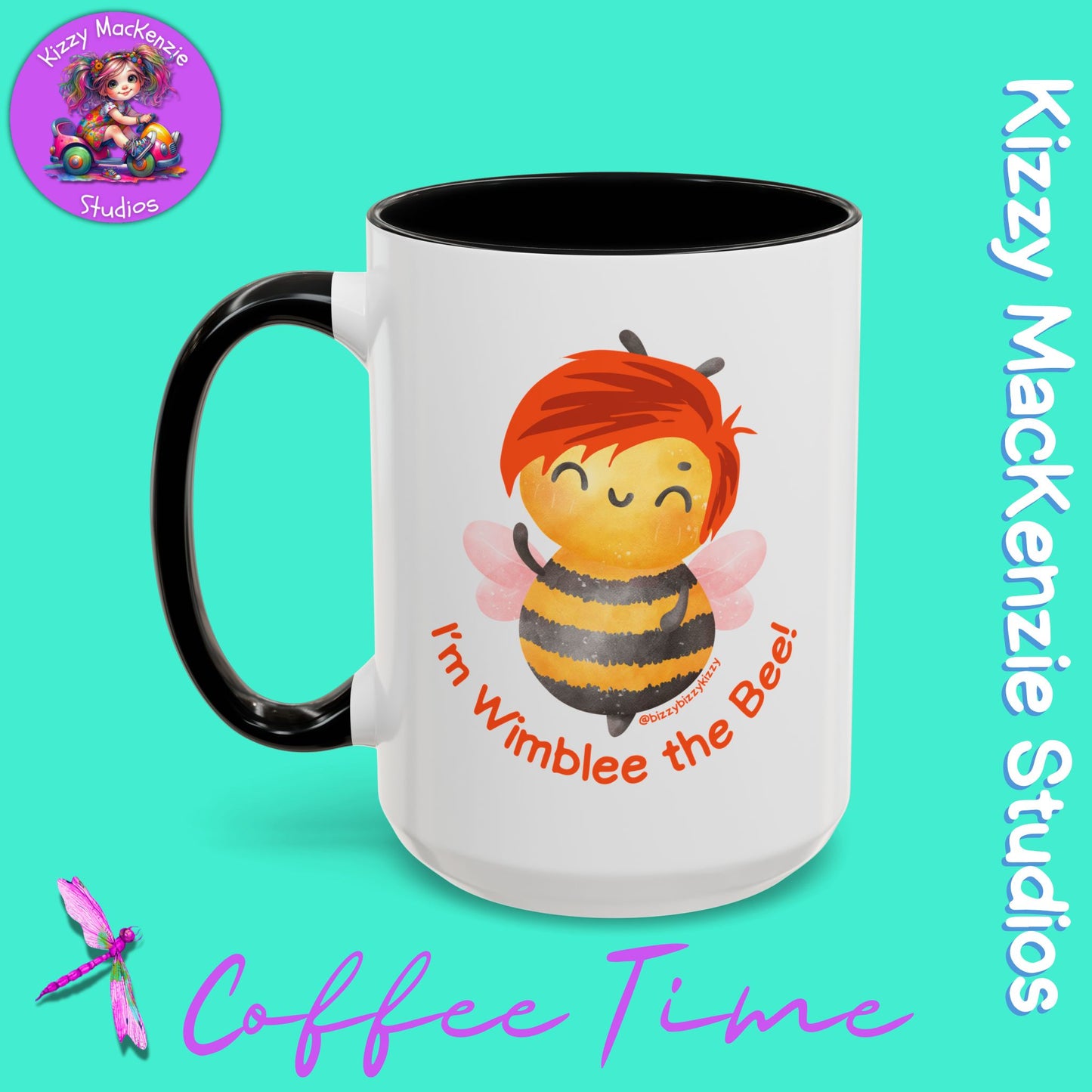 Wimblee the Bee Accent Coffee Mug Colorful Art Teacher Gifts Housewarming Present Funny Insect