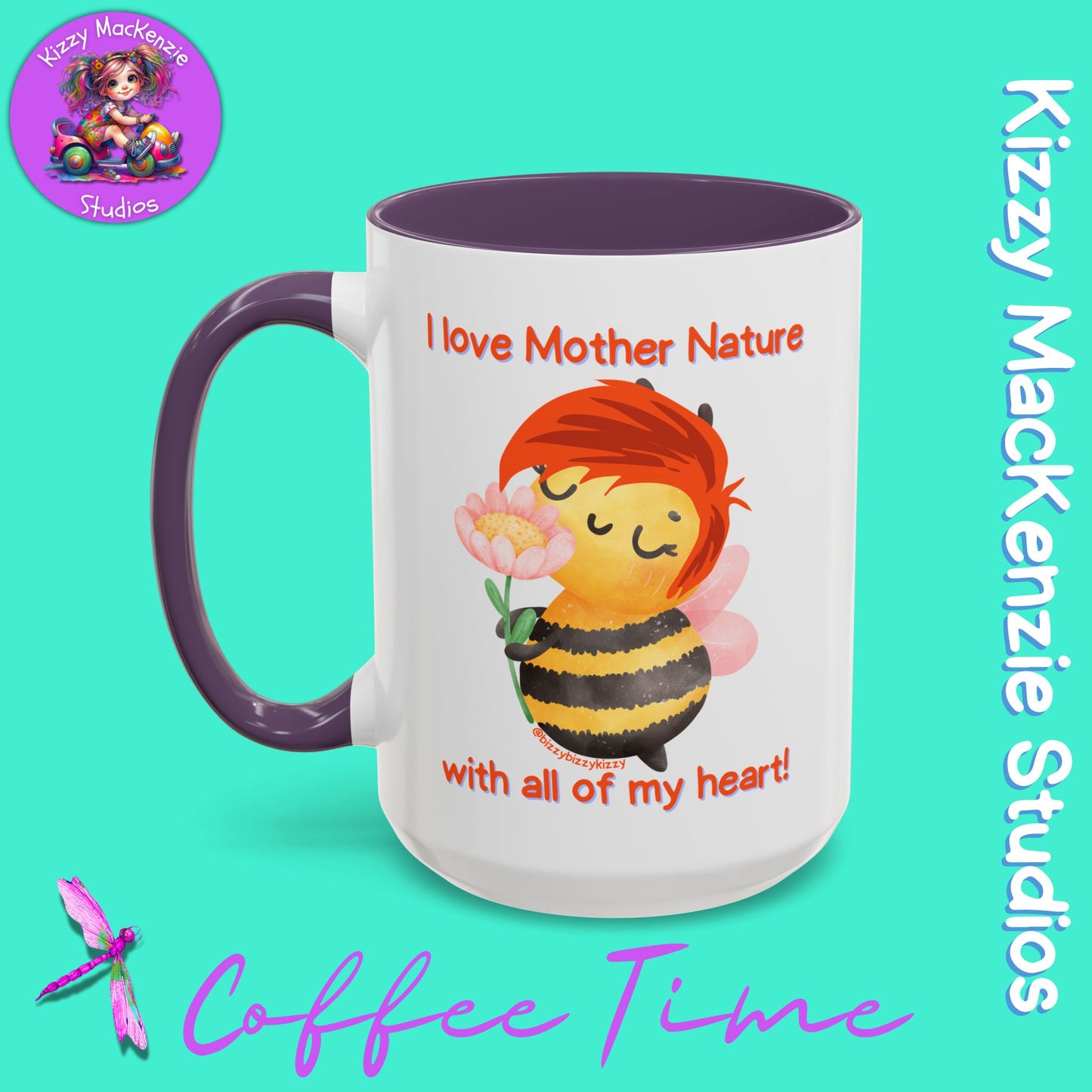 Wimblee the Bee Accent Coffee Mug Gift for Her I Love Mother Nature Flowers Honey Bees Housewarming Gift