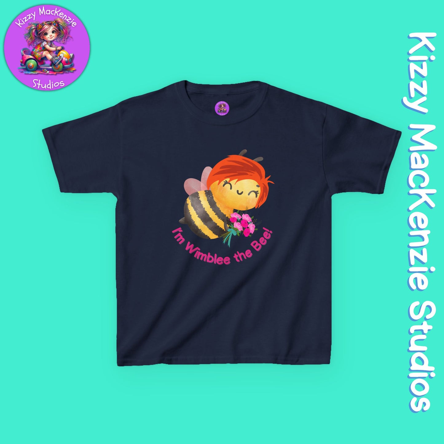 Wimblee the Bee Kids Spring Tee Shirt Bouquet of Flowers Nature Gift for Kids Honey Bee Art