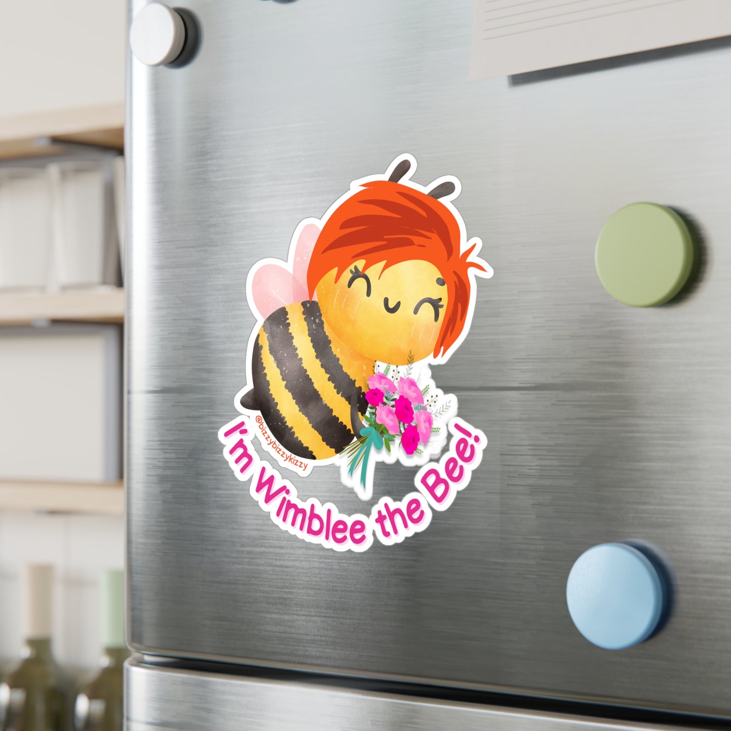 Wimblee the Bee Kiss-Cut Vinyl Decals Spring Flowers Decal Honey Bee Lover Gift Pollinator Decal