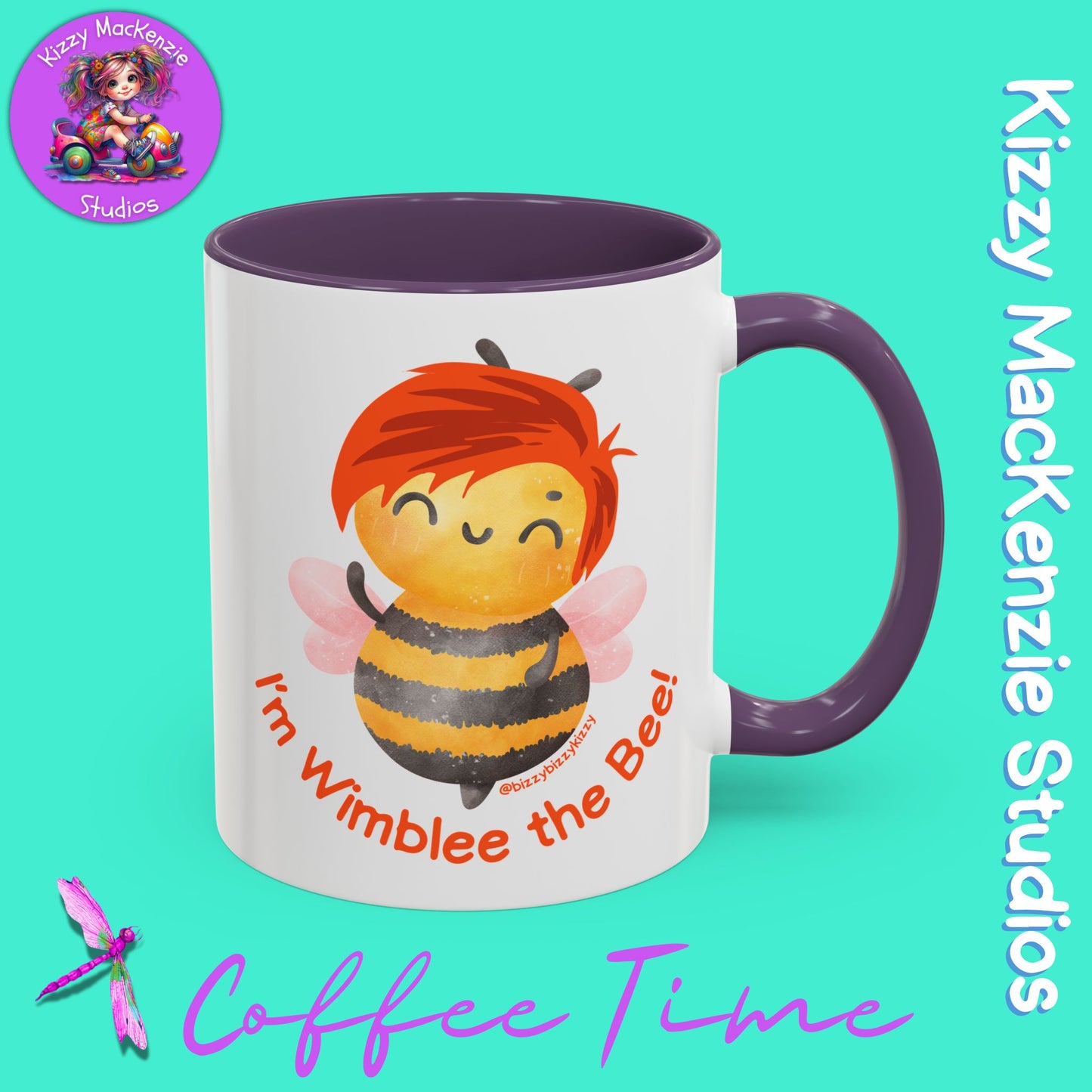 Wimblee the Bee Accent Coffee Mug Colorful Art Teacher Gifts Housewarming Present Funny Insect