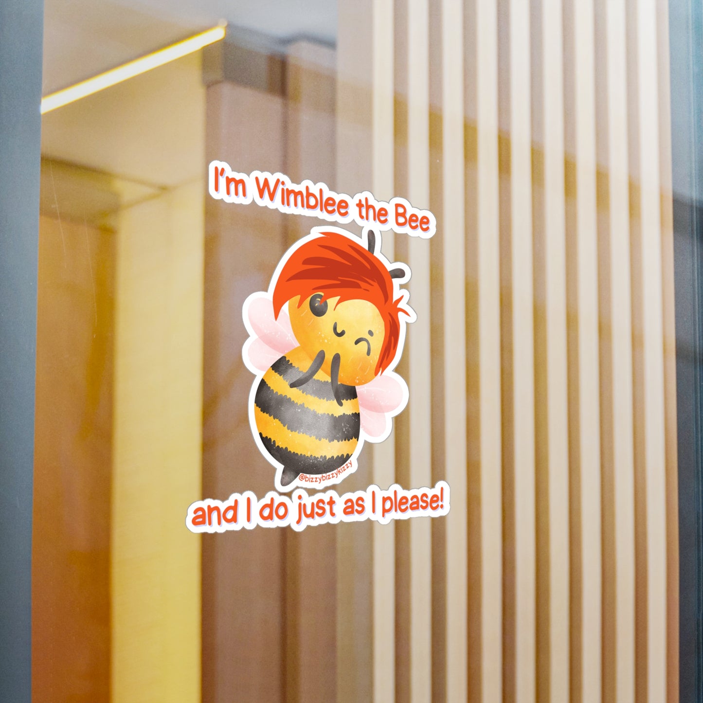 Wimblee the Bee Vinyl Decals Funny Honey Bee Kiss-Cut Vinyl Decal Bee Lover Gift for Him or Her