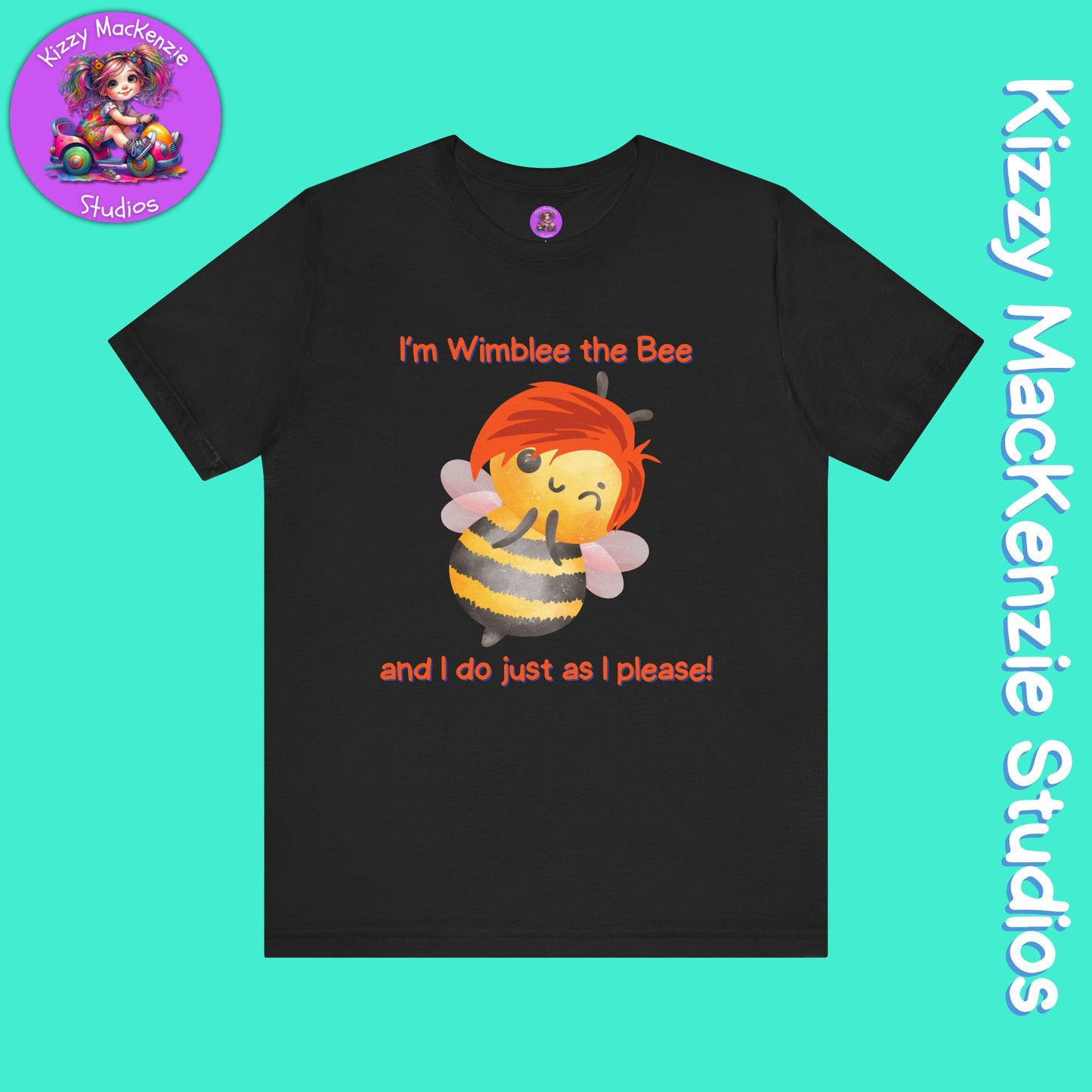 Wimblee the Bee T-Shirt Funny Honey Bee Tee Shirt Nature Gift Colorful Bee Art Pollinator Shirt for Him or Her Adult Unisex Jersey Short Sleeve T-Shirt