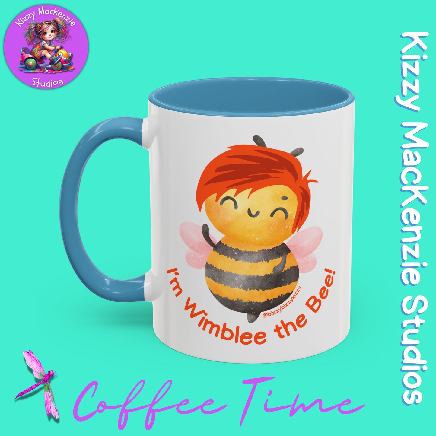 Wimblee the Bee Accent Coffee Mug Colorful Art Teacher Gifts Housewarming Present Funny Insect