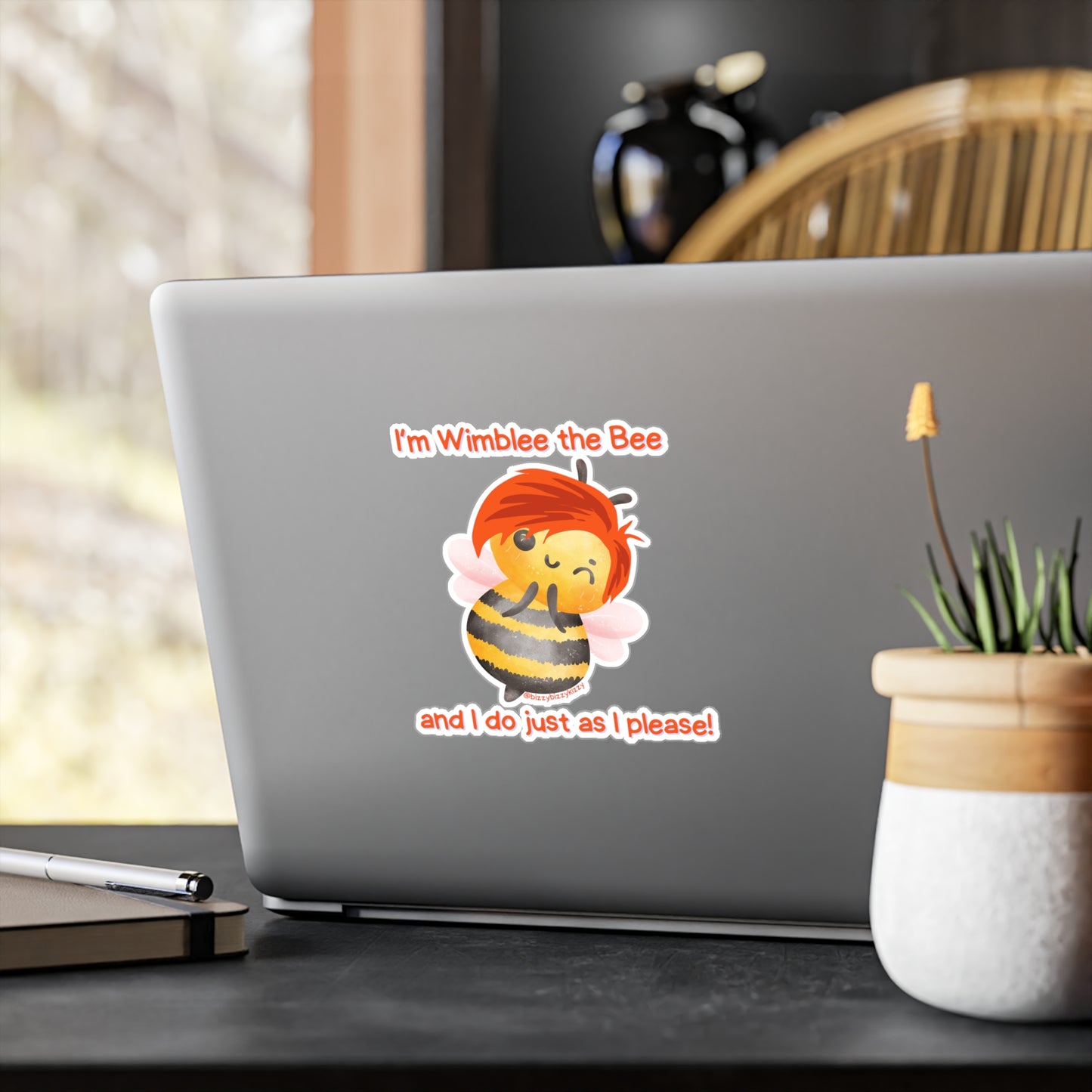 Wimblee the Bee Vinyl Decals Funny Honey Bee Kiss-Cut Vinyl Decal Bee Lover Gift for Him or Her