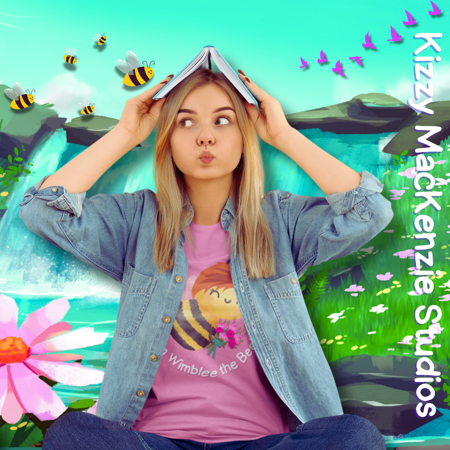 Wimblee the Bee Colorful Spring T-Shirt Environment Shirt Mother Nature Lover Gift Beautiful Bee Art Adult Unisex Heavy Cotton Tee