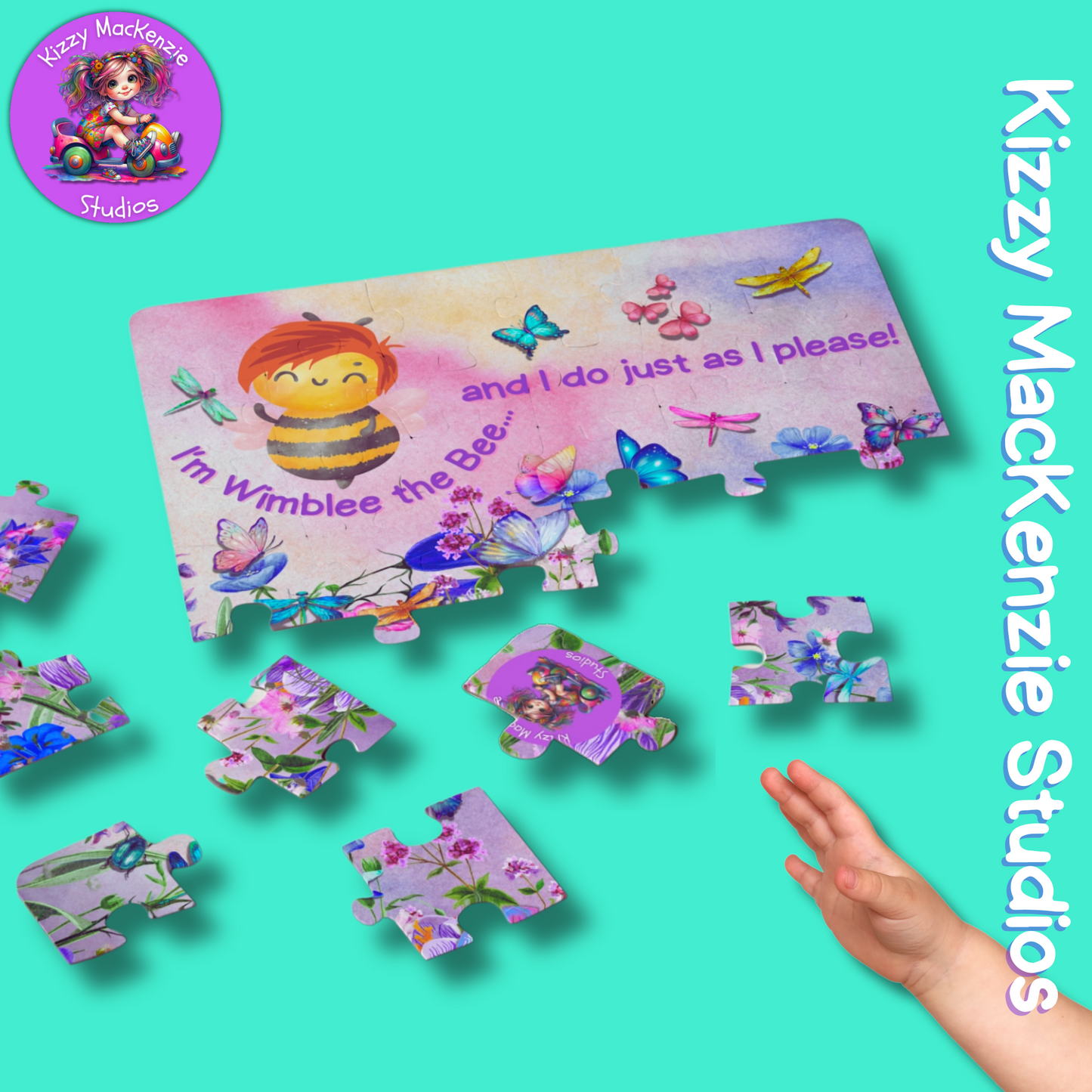 Wimblee the Bee Jigsaw Puzzle for Kids Wildflowers Pollinators Honey Bees Puzzle for Toddlers Kids Gift