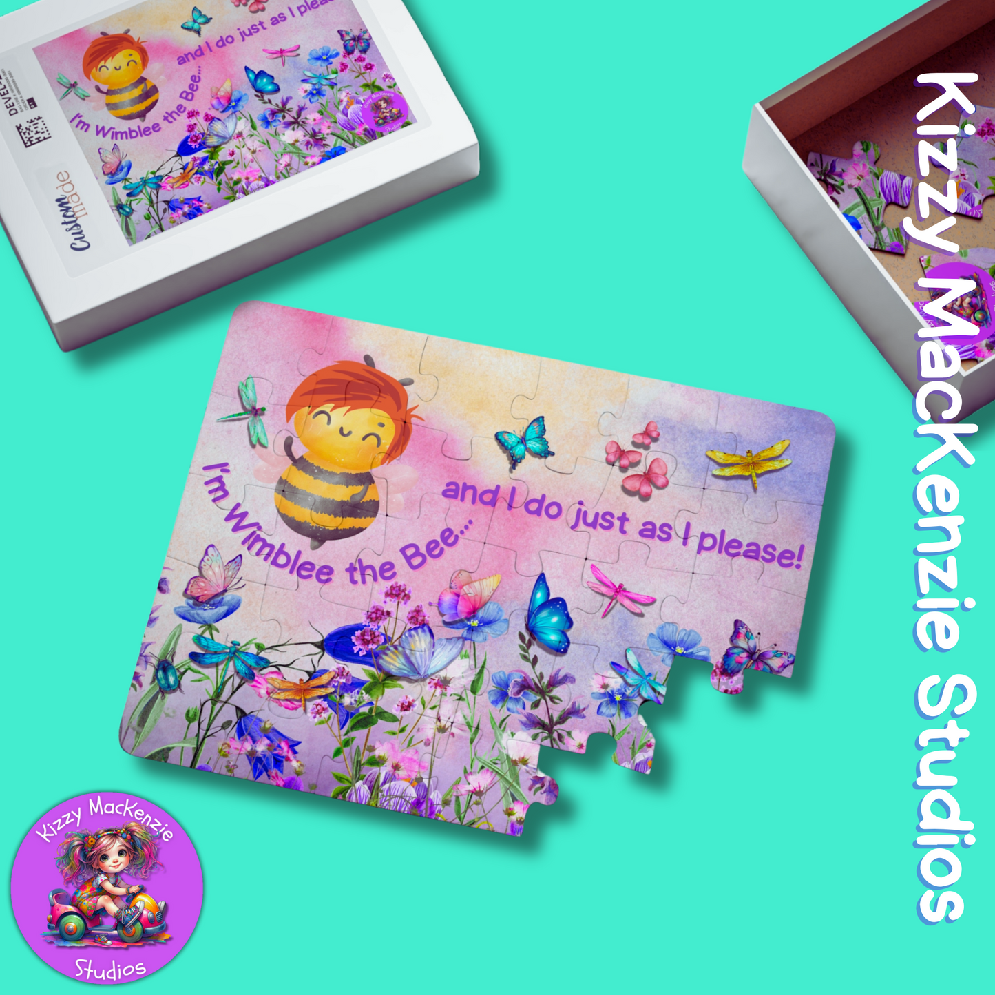 Wimblee the Bee Jigsaw Puzzle for Kids Wildflowers Pollinators Honey Bees Puzzle for Toddlers Kids Gift