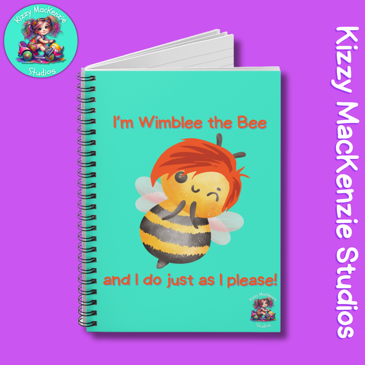 Wimblee the Bee Spiral Notebook Honey Bee Journal Funny Gift For Teacher