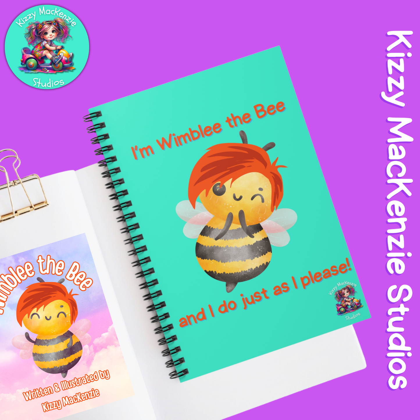 Wimblee the Bee Spiral Notebook Honey Bee Journal Funny Gift For Teacher