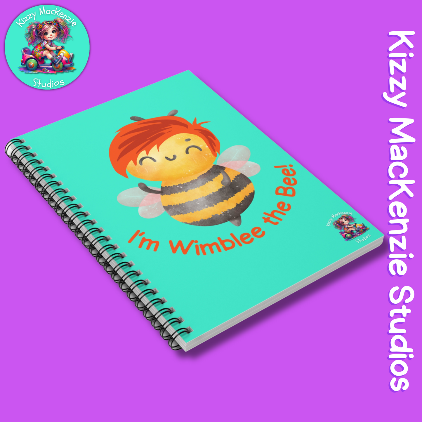 Wimblee the Bee Spiral Notebook Happy Honey Bee Red-Haired Gift Bee Art