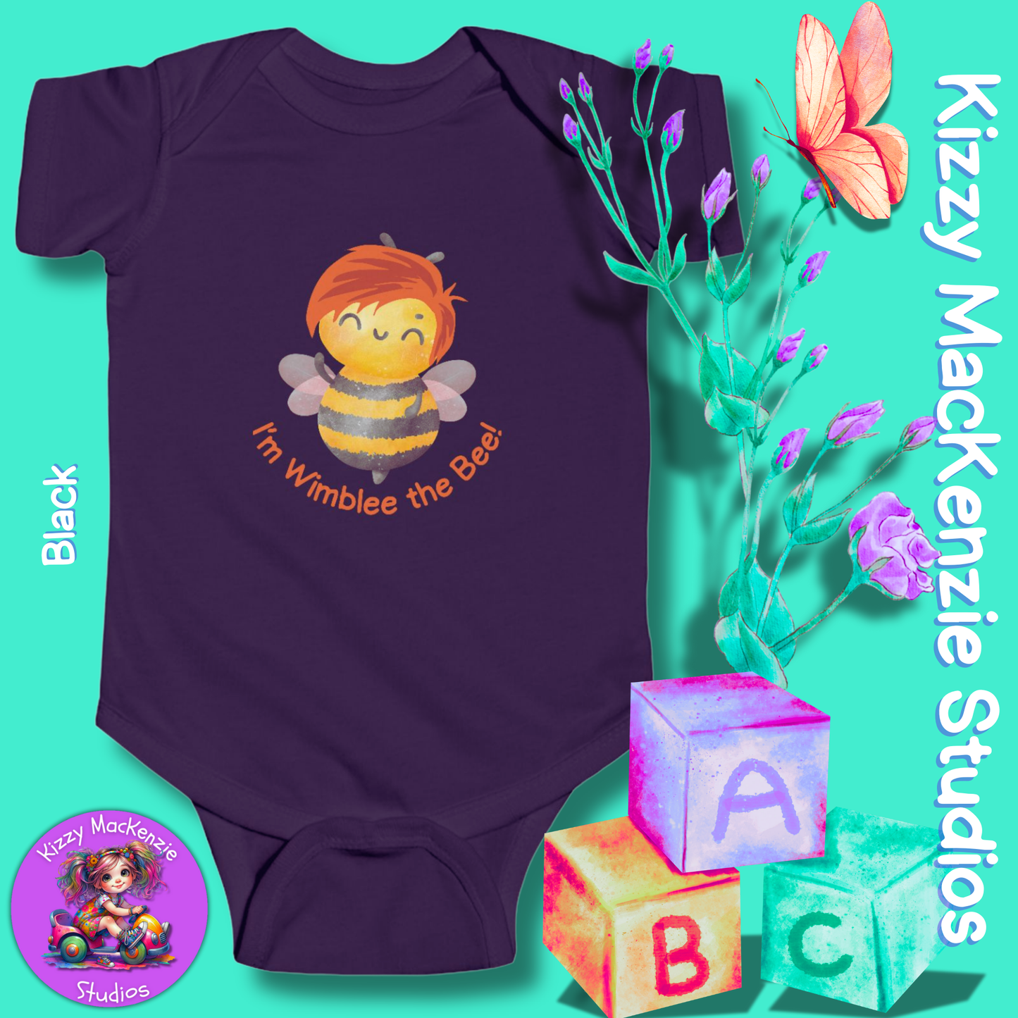 Wimblee the Bee Infant Fine Jersey Bodysuit Baby Onesie Baby Shower Gift Baby Clothes Honey Bee Conservation
