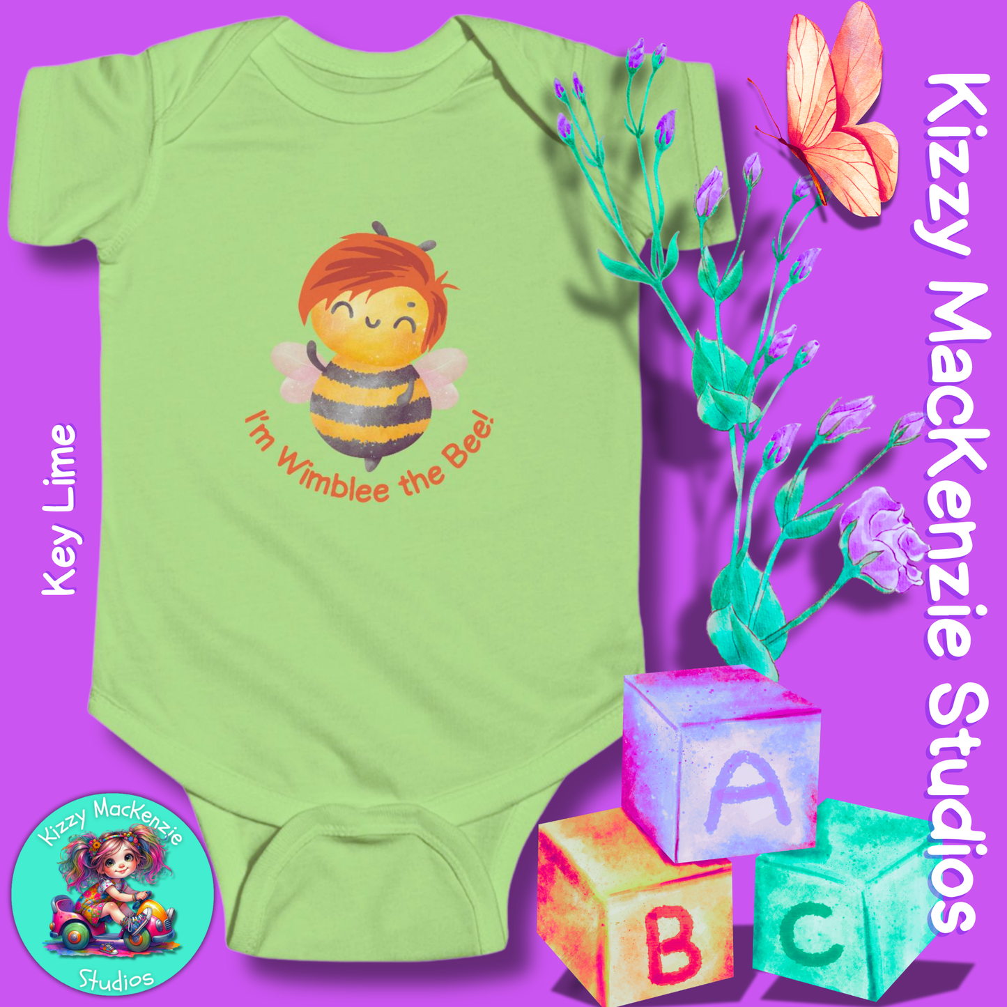 Wimblee the Bee Infant Fine Jersey Bodysuit Baby Onesie Baby Shower Gift Baby Clothes Honey Bee Conservation