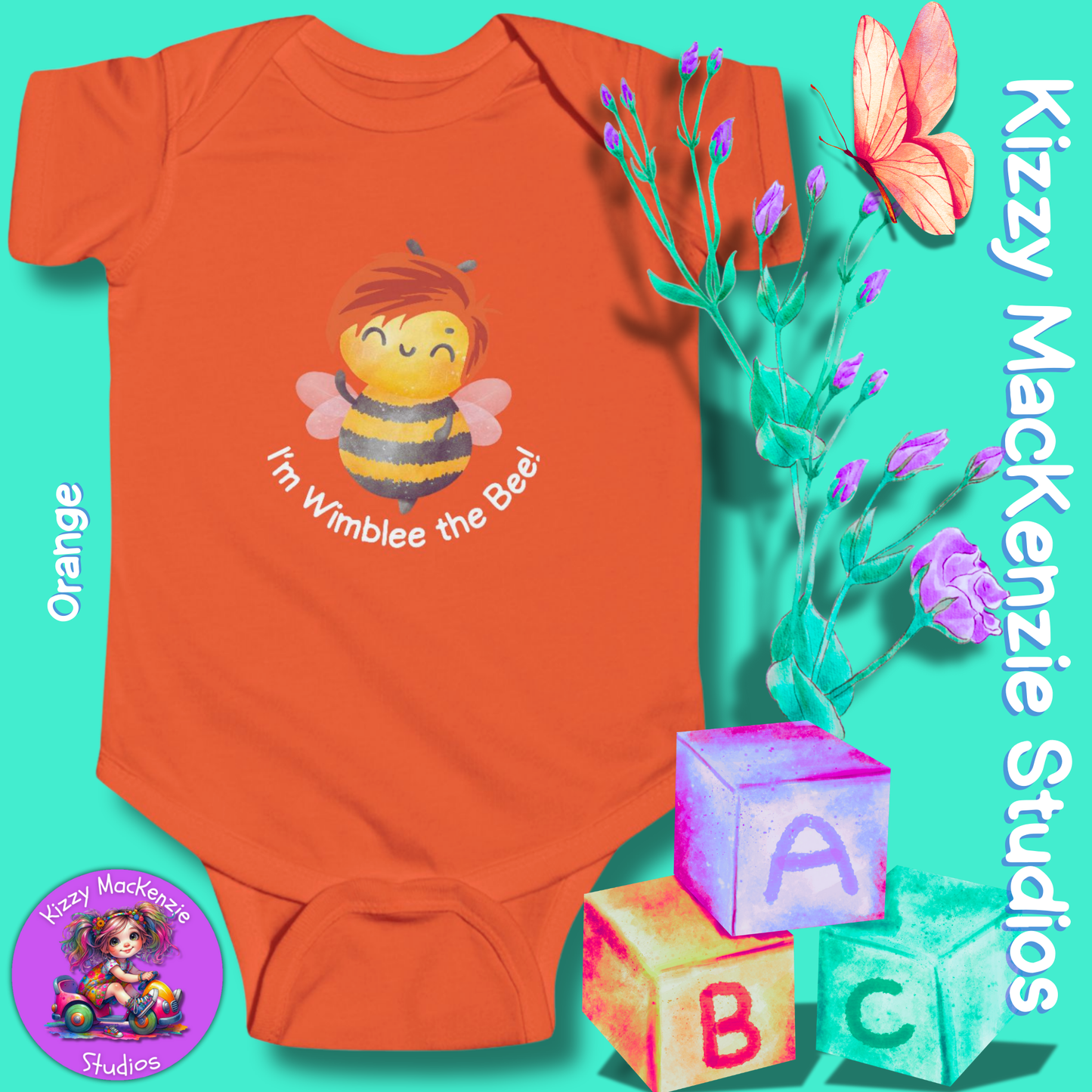Wimblee the Bee Infant Fine Jersey Bodysuit Baby Onesie Baby Shower Gift Baby Clothes Honey Bee Conservation