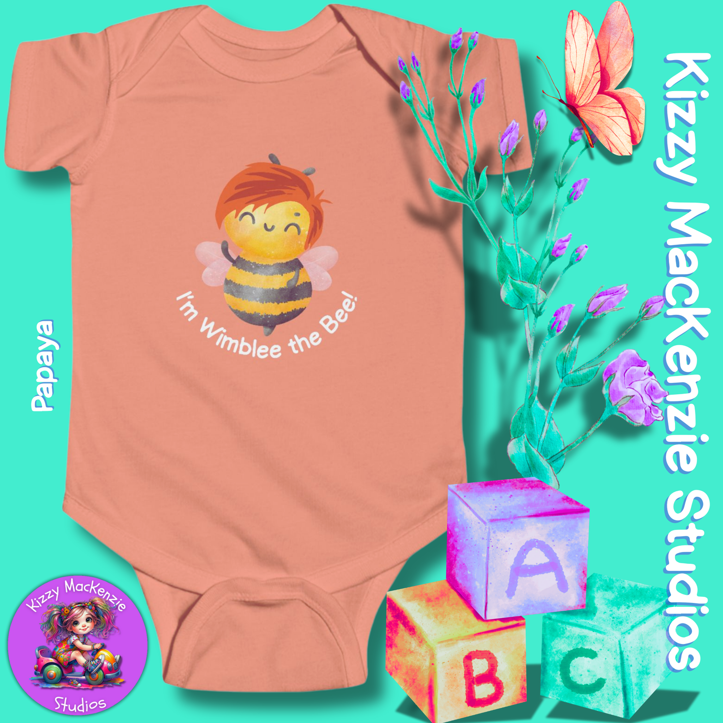 Wimblee the Bee Infant Fine Jersey Bodysuit Baby Onesie Baby Shower Gift Baby Clothes Honey Bee Conservation
