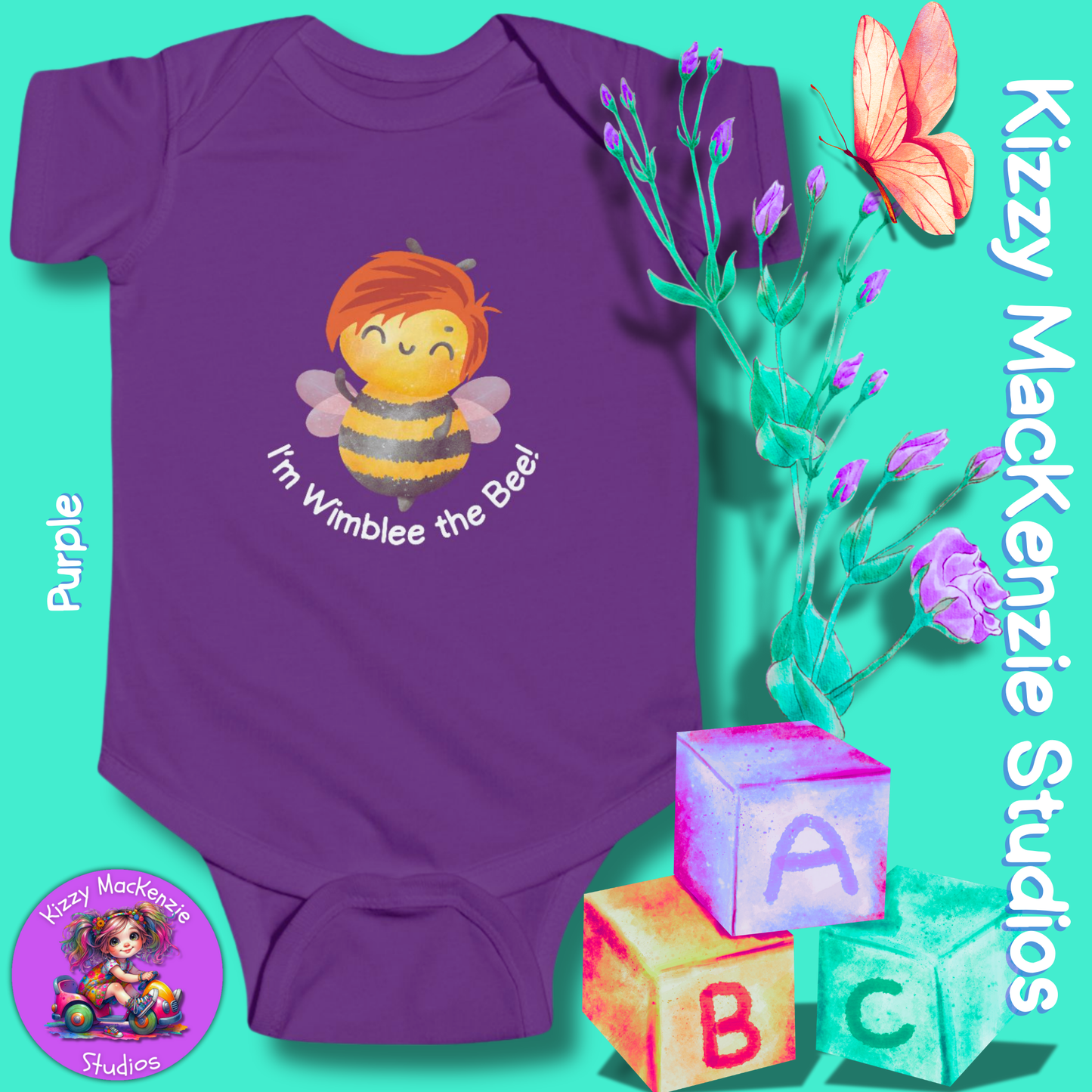 Wimblee the Bee Infant Fine Jersey Bodysuit Baby Onesie Baby Shower Gift Baby Clothes Honey Bee Conservation