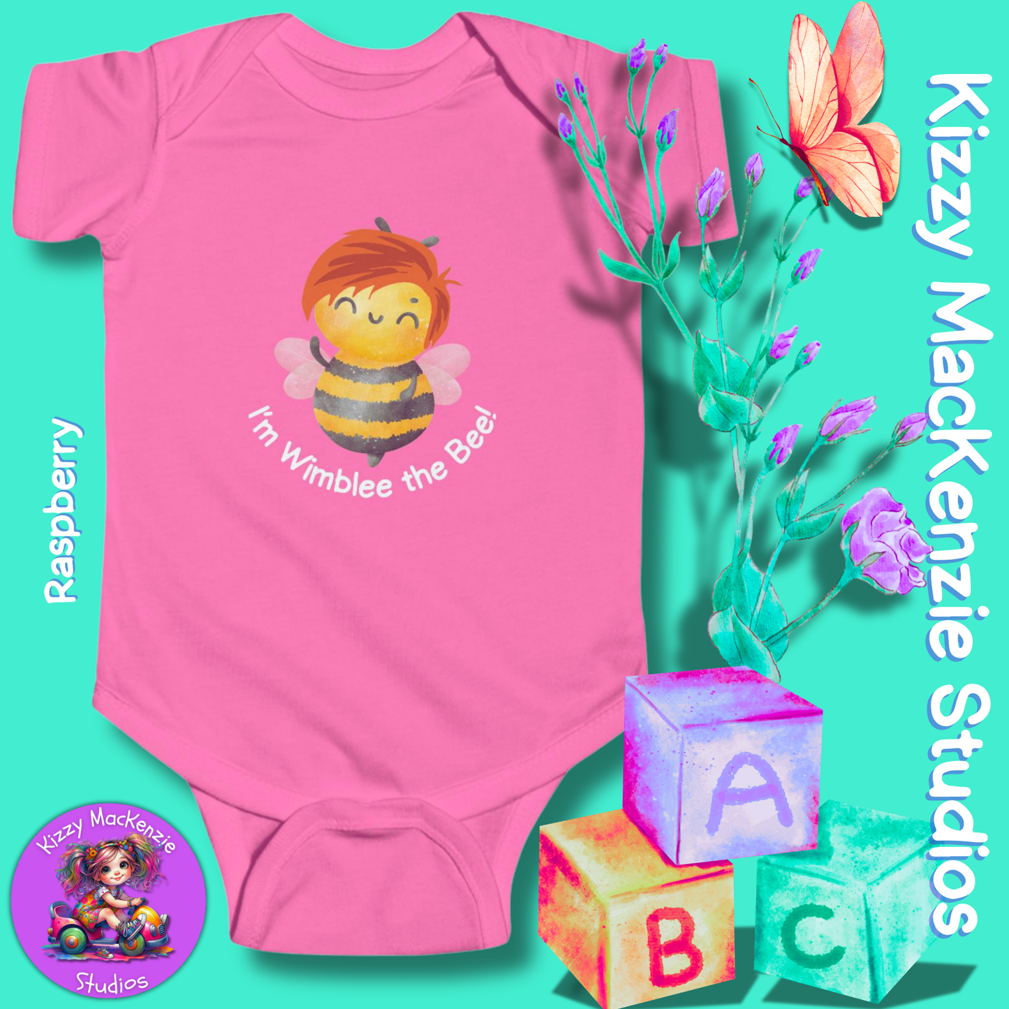Wimblee the Bee Infant Fine Jersey Bodysuit Baby Onesie Baby Shower Gift Baby Clothes Honey Bee Conservation