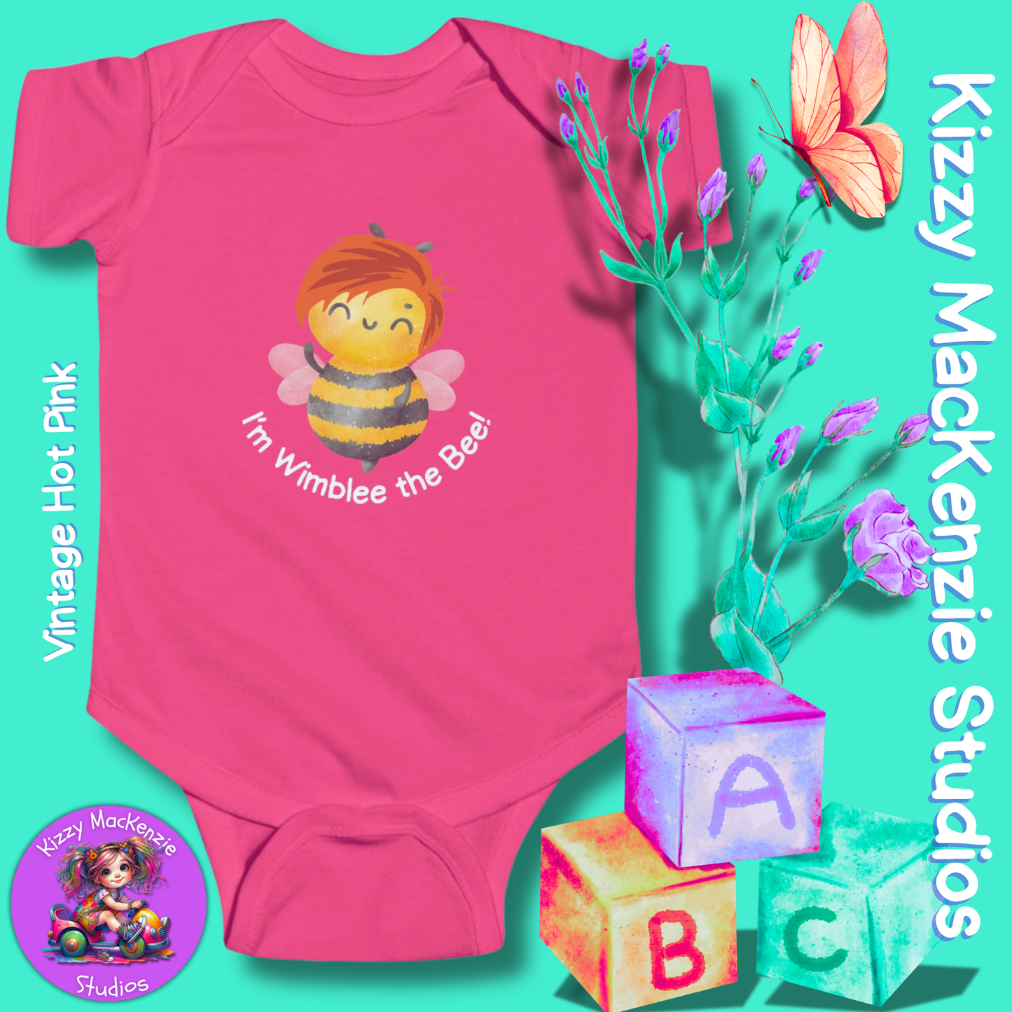 Wimblee the Bee Infant Fine Jersey Bodysuit Baby Onesie Baby Shower Gift Baby Clothes Honey Bee Conservation