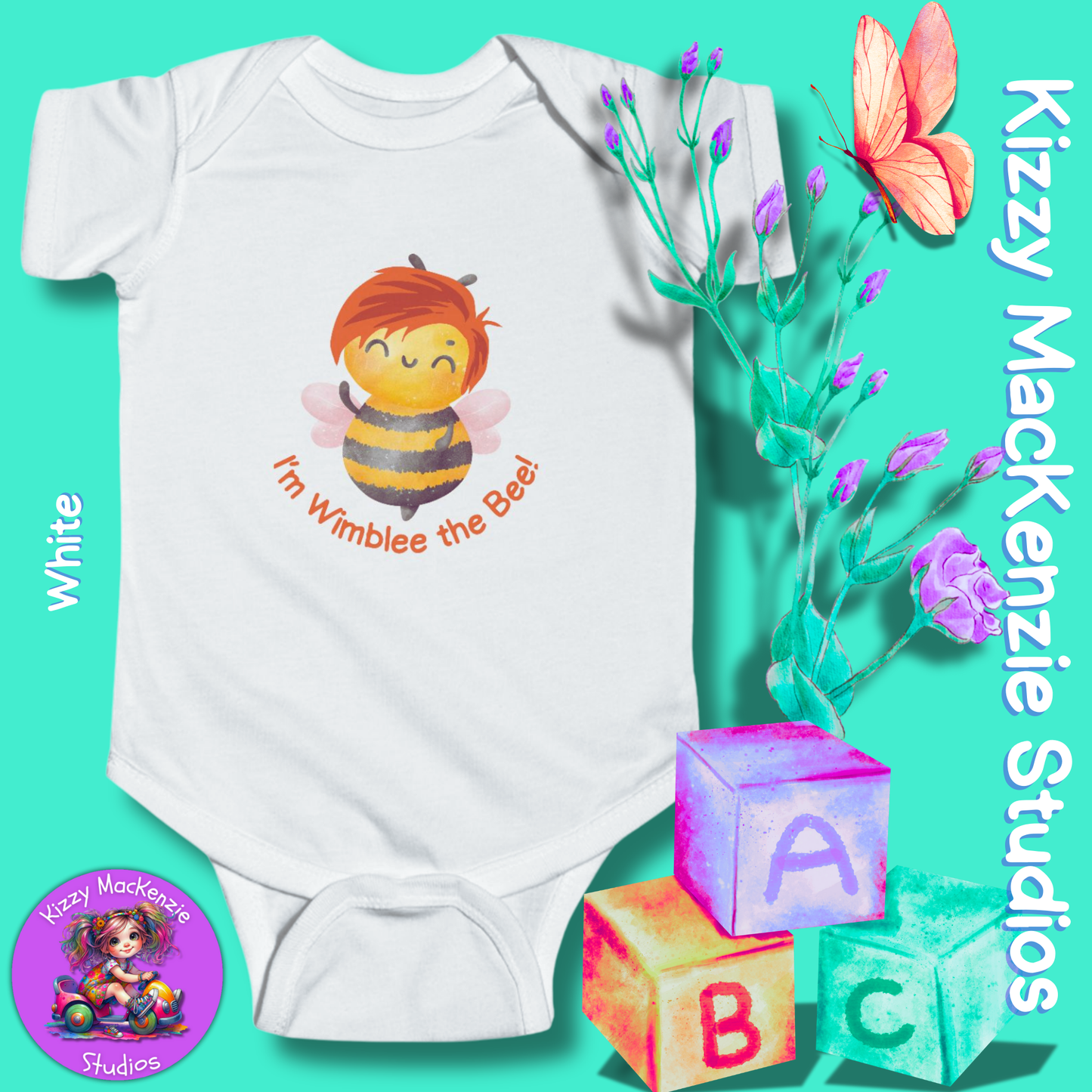 Wimblee the Bee Infant Fine Jersey Bodysuit Baby Onesie Baby Shower Gift Baby Clothes Honey Bee Conservation