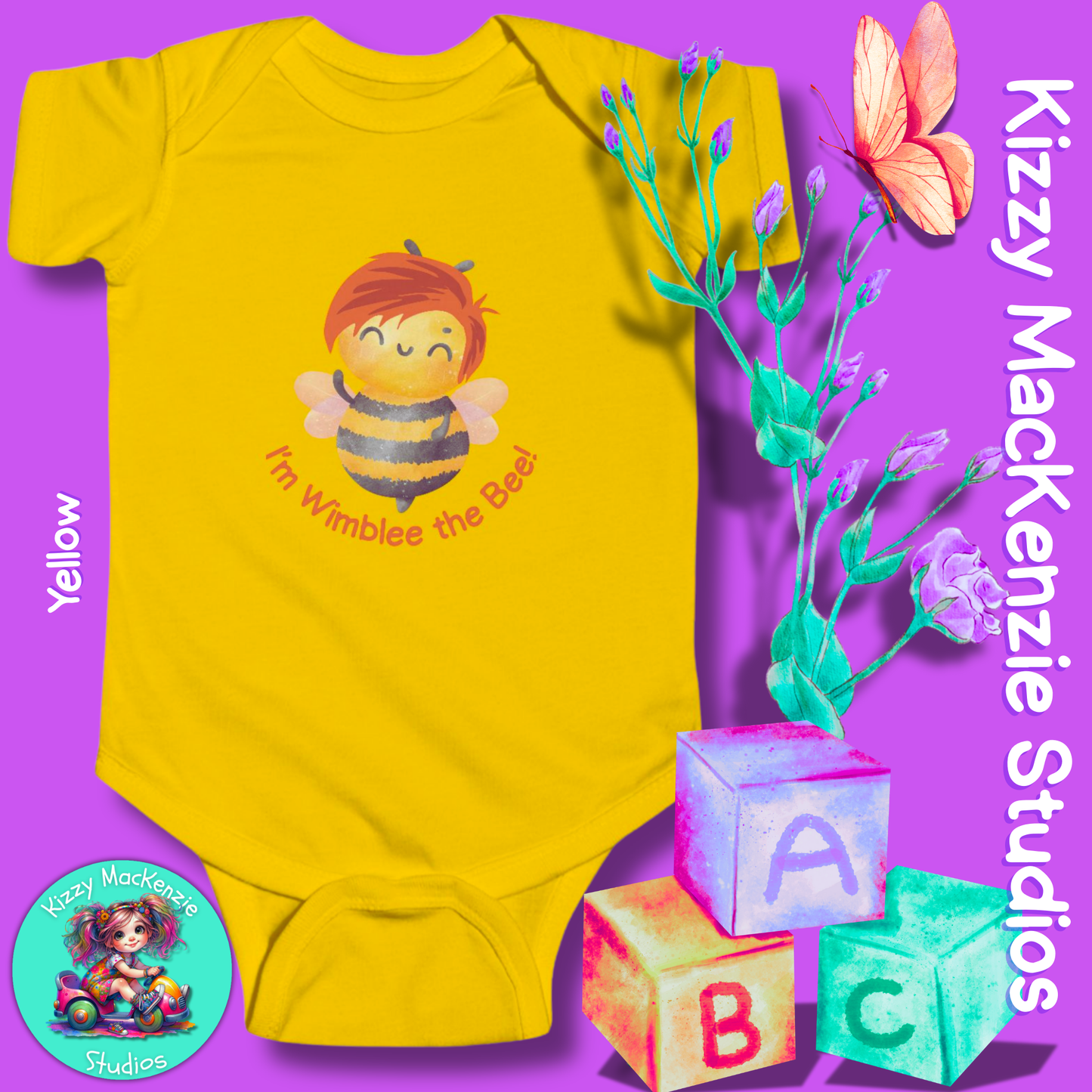 Wimblee the Bee Infant Fine Jersey Bodysuit Baby Onesie Baby Shower Gift Baby Clothes Honey Bee Conservation