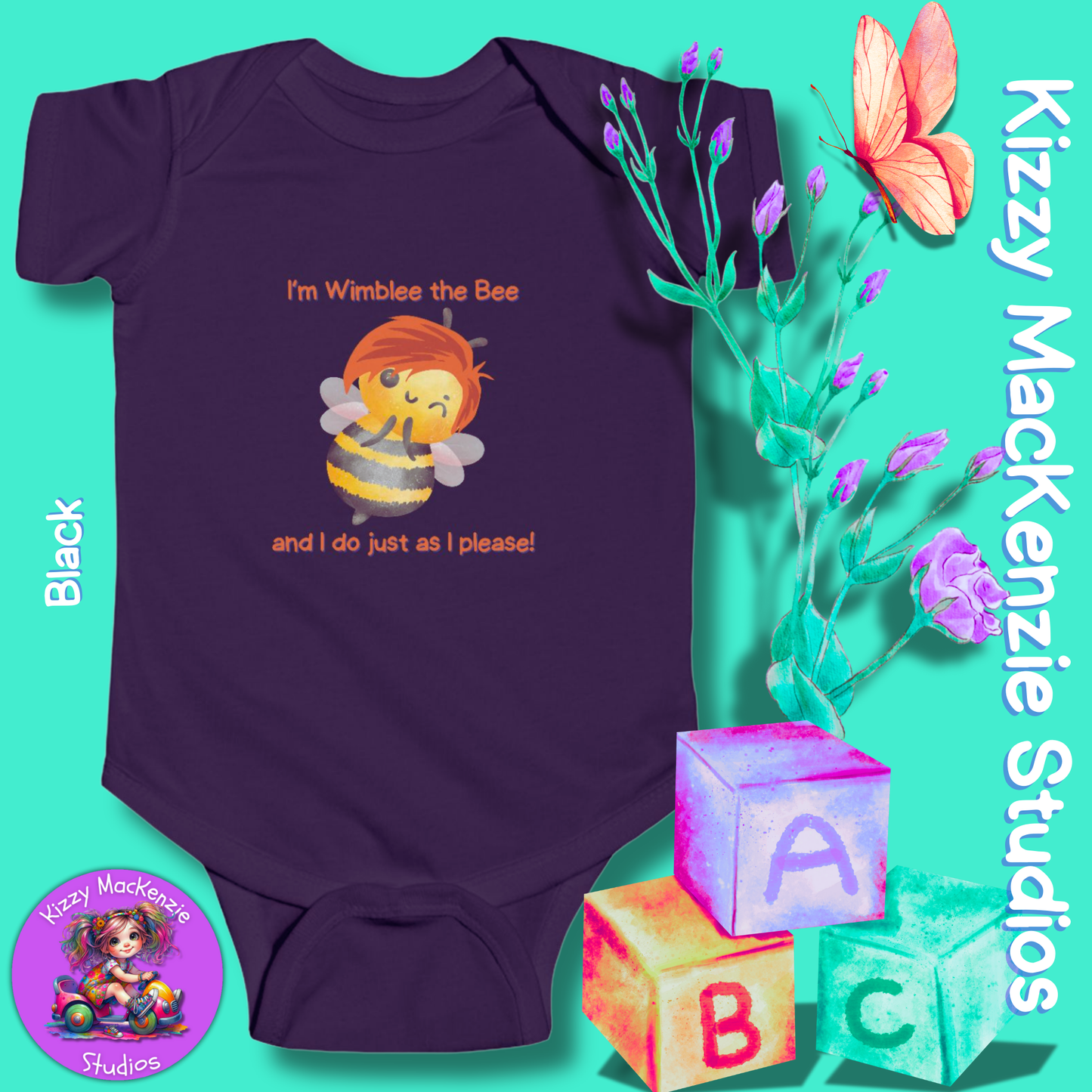 Wimblee the Bee Infant Fine Jersey Bodysuit Baby Onesie Bee Nursery Honey Bee Baby Shower Gift