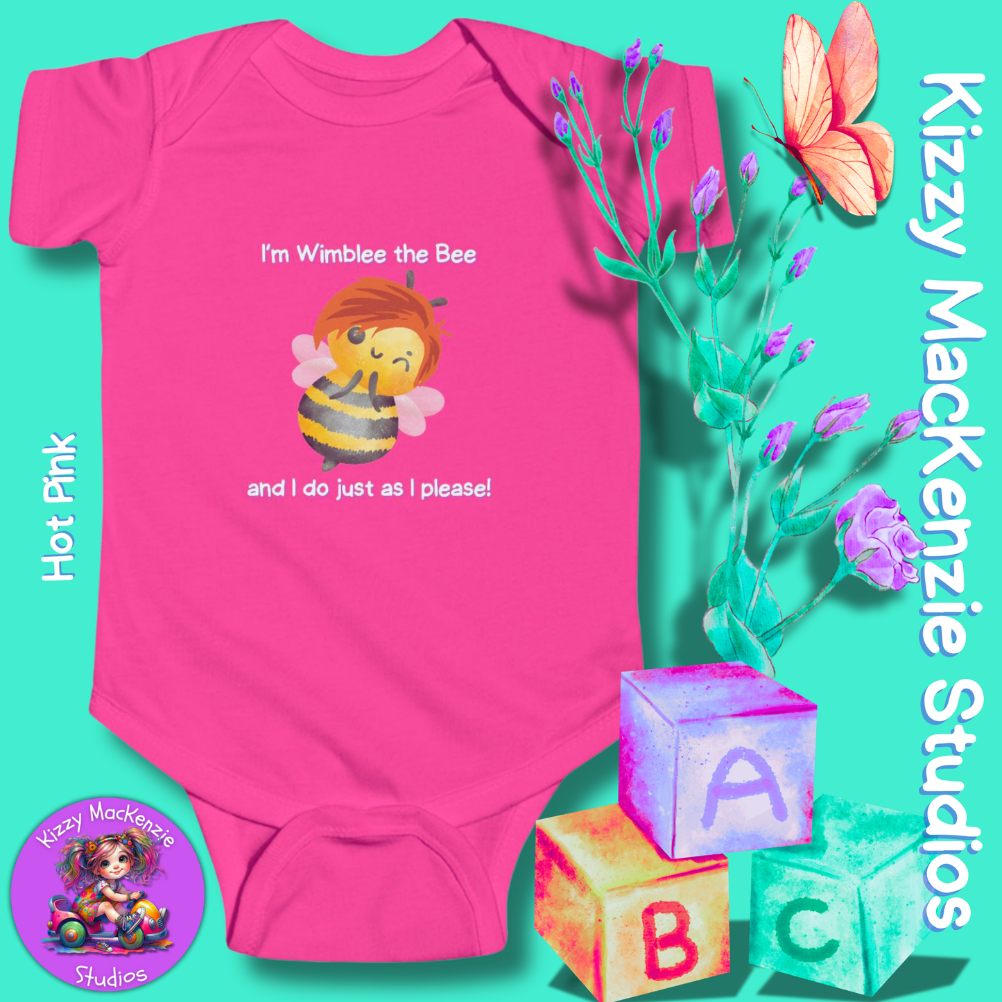 Wimblee the Bee Infant Fine Jersey Bodysuit Baby Onesie Bee Nursery Honey Bee Baby Shower Gift