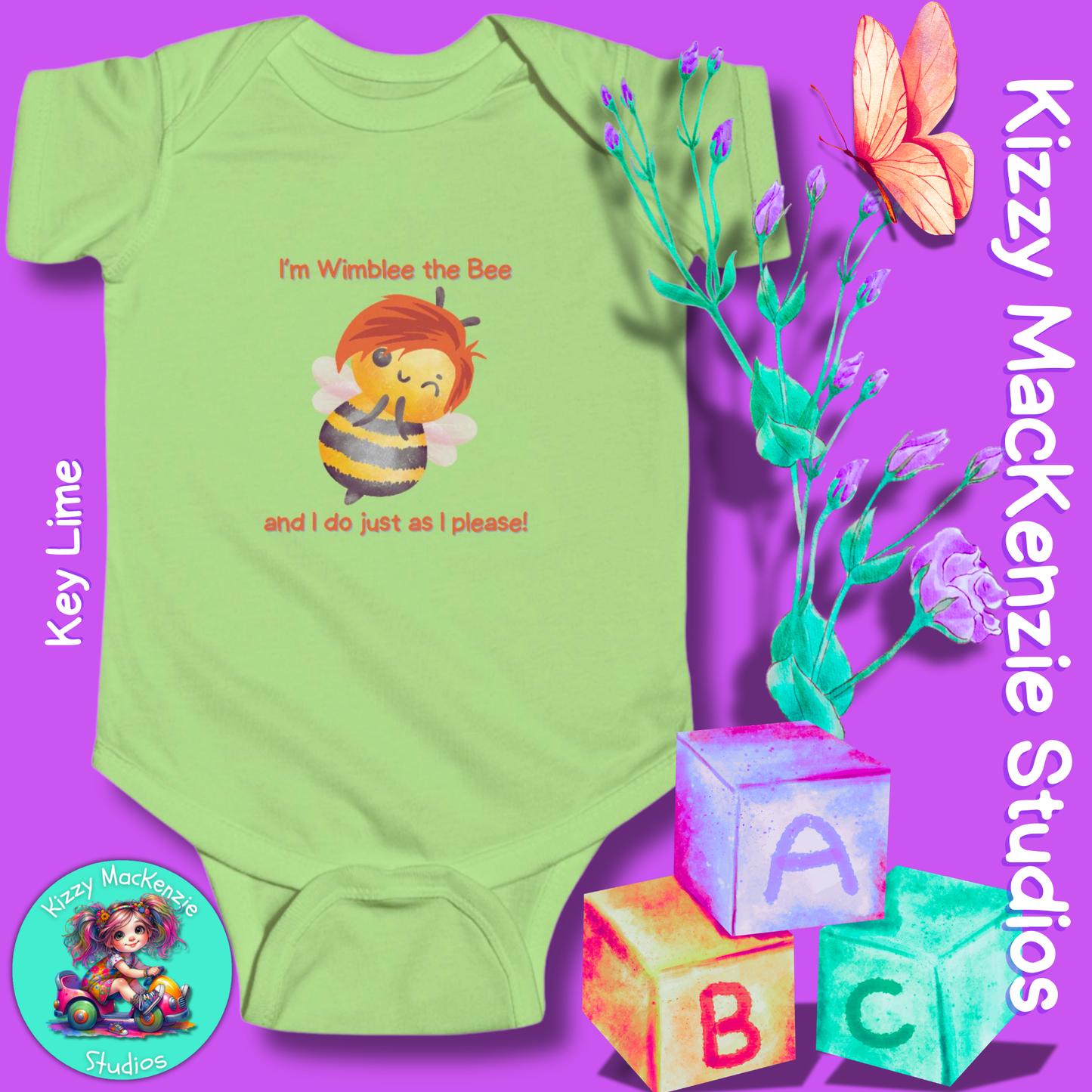 Wimblee the Bee Infant Fine Jersey Bodysuit Baby Onesie Bee Nursery Honey Bee Baby Shower Gift