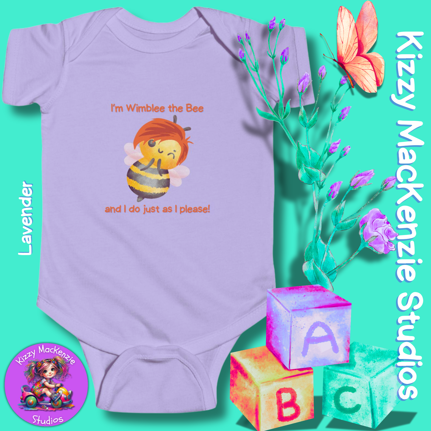 Wimblee the Bee Infant Fine Jersey Bodysuit Baby Onesie Bee Nursery Honey Bee Baby Shower Gift