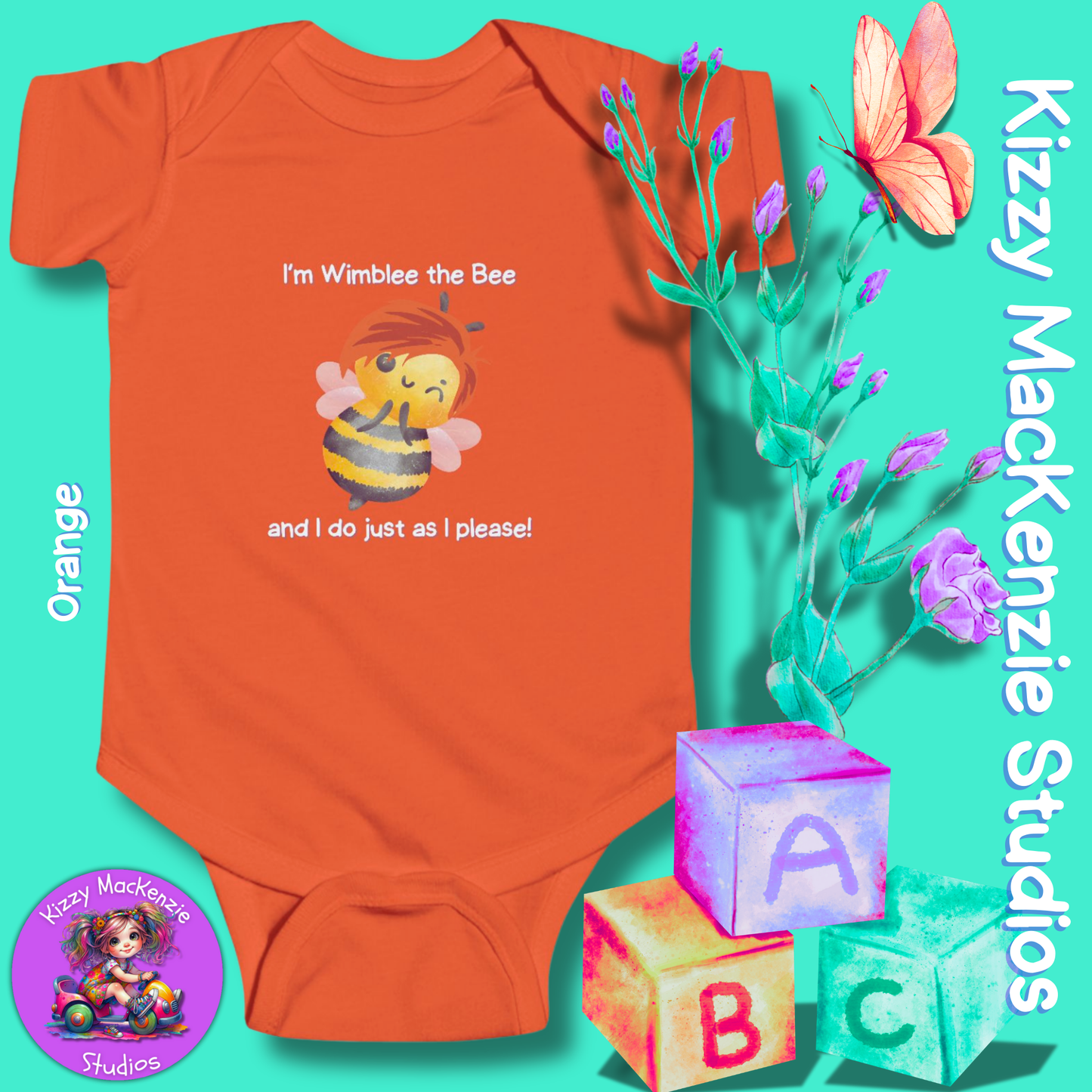 Wimblee the Bee Infant Fine Jersey Bodysuit Baby Onesie Bee Nursery Honey Bee Baby Shower Gift