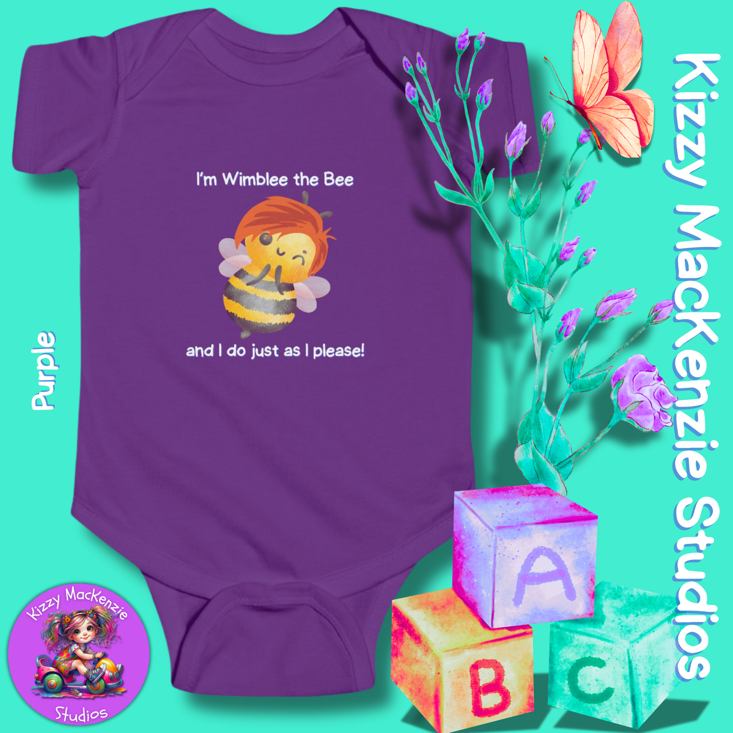 Wimblee the Bee Infant Fine Jersey Bodysuit Baby Onesie Bee Nursery Honey Bee Baby Shower Gift