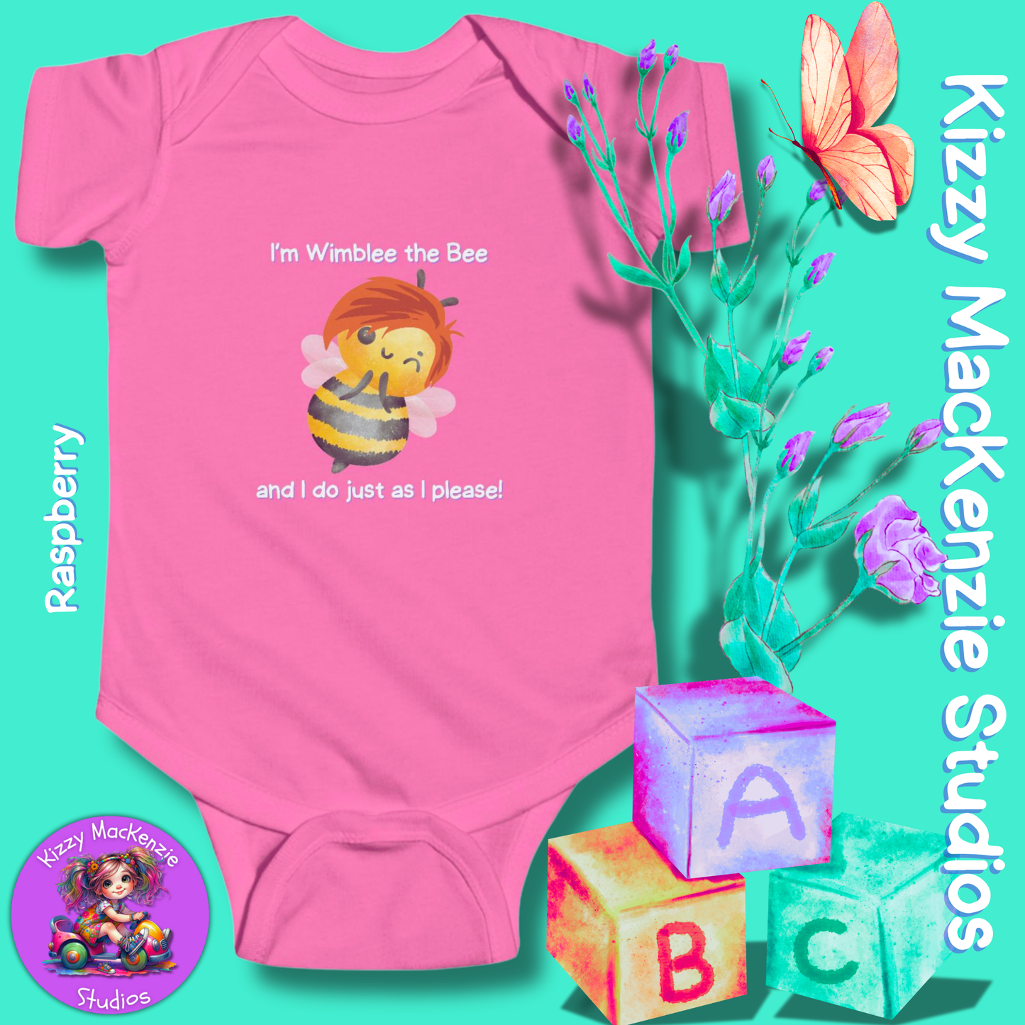 Wimblee the Bee Infant Fine Jersey Bodysuit Baby Onesie Bee Nursery Honey Bee Baby Shower Gift