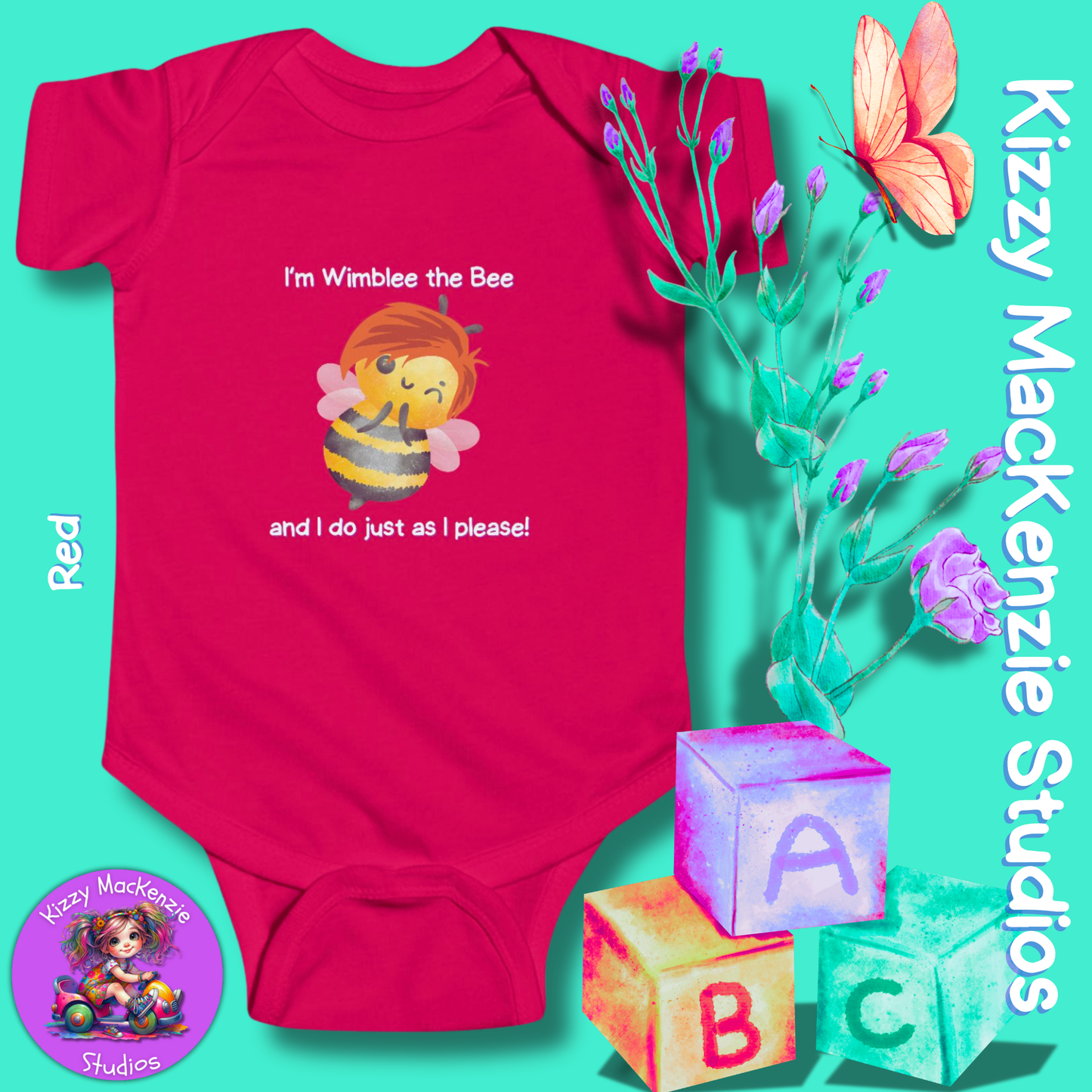 Wimblee the Bee Infant Fine Jersey Bodysuit Baby Onesie Bee Nursery Honey Bee Baby Shower Gift