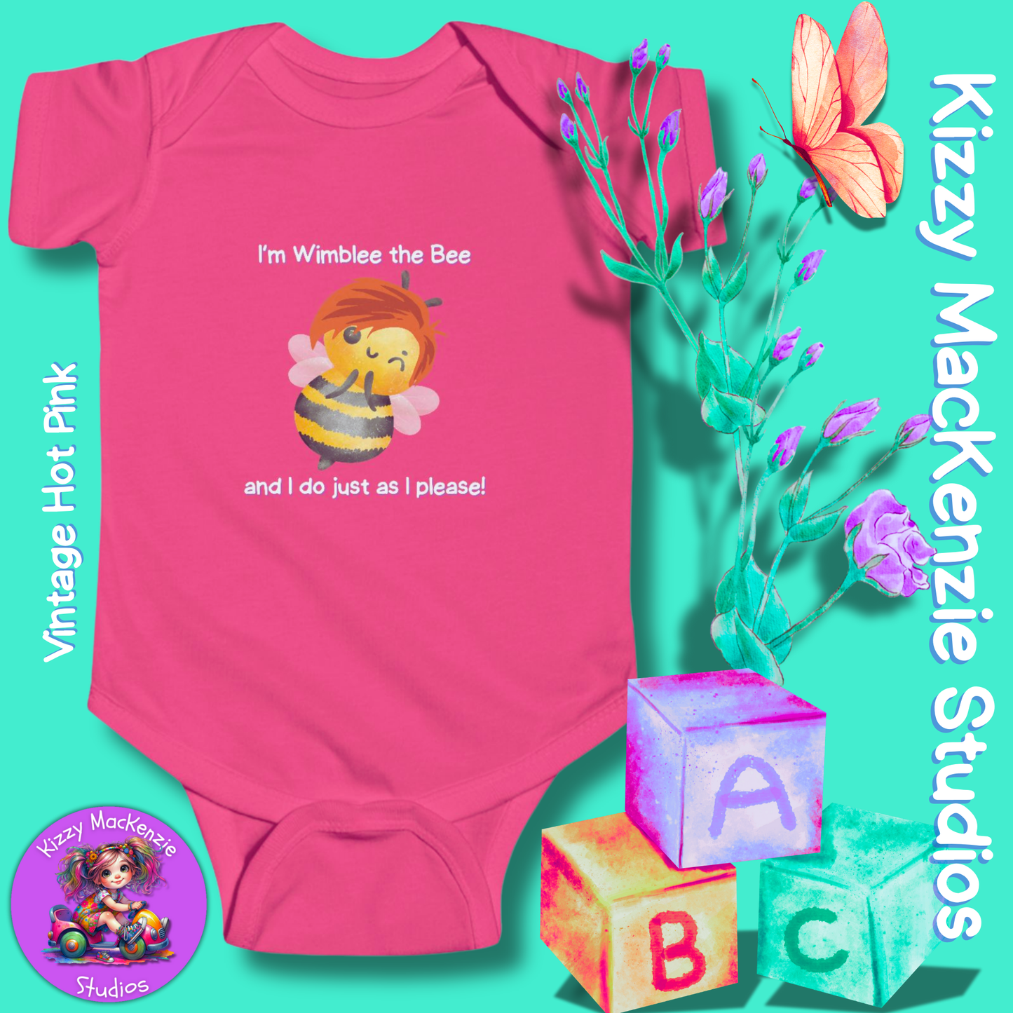 Wimblee the Bee Infant Fine Jersey Bodysuit Baby Onesie Bee Nursery Honey Bee Baby Shower Gift