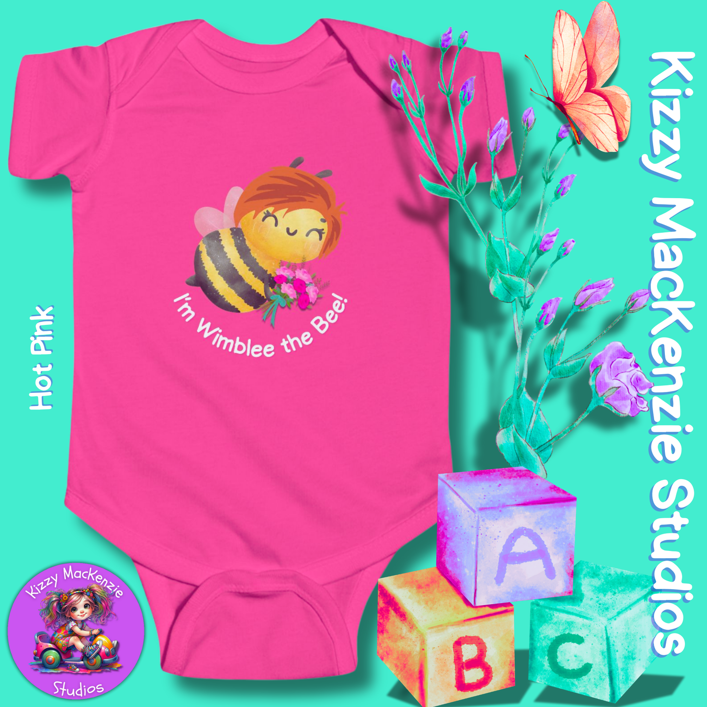 Wimblee the Bee Infant Fine Jersey Bodysuit Baby Onesie Bouquet of Flowers Honey Bee Baby Shower Gift