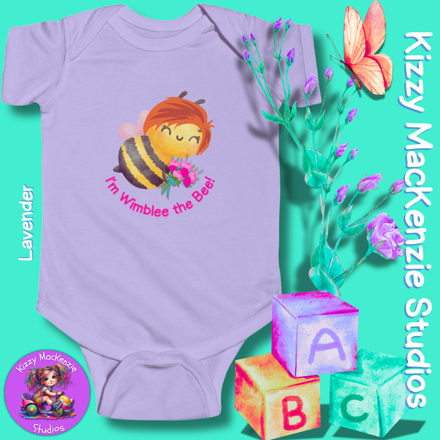 Wimblee the Bee Infant Fine Jersey Bodysuit Baby Onesie Bouquet of Flowers Honey Bee Baby Shower Gift