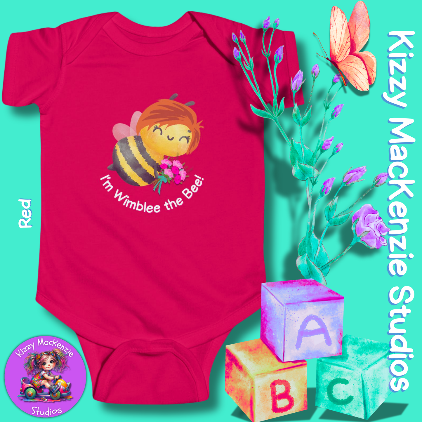 Wimblee the Bee Infant Fine Jersey Bodysuit Baby Onesie Bouquet of Flowers Honey Bee Baby Shower Gift